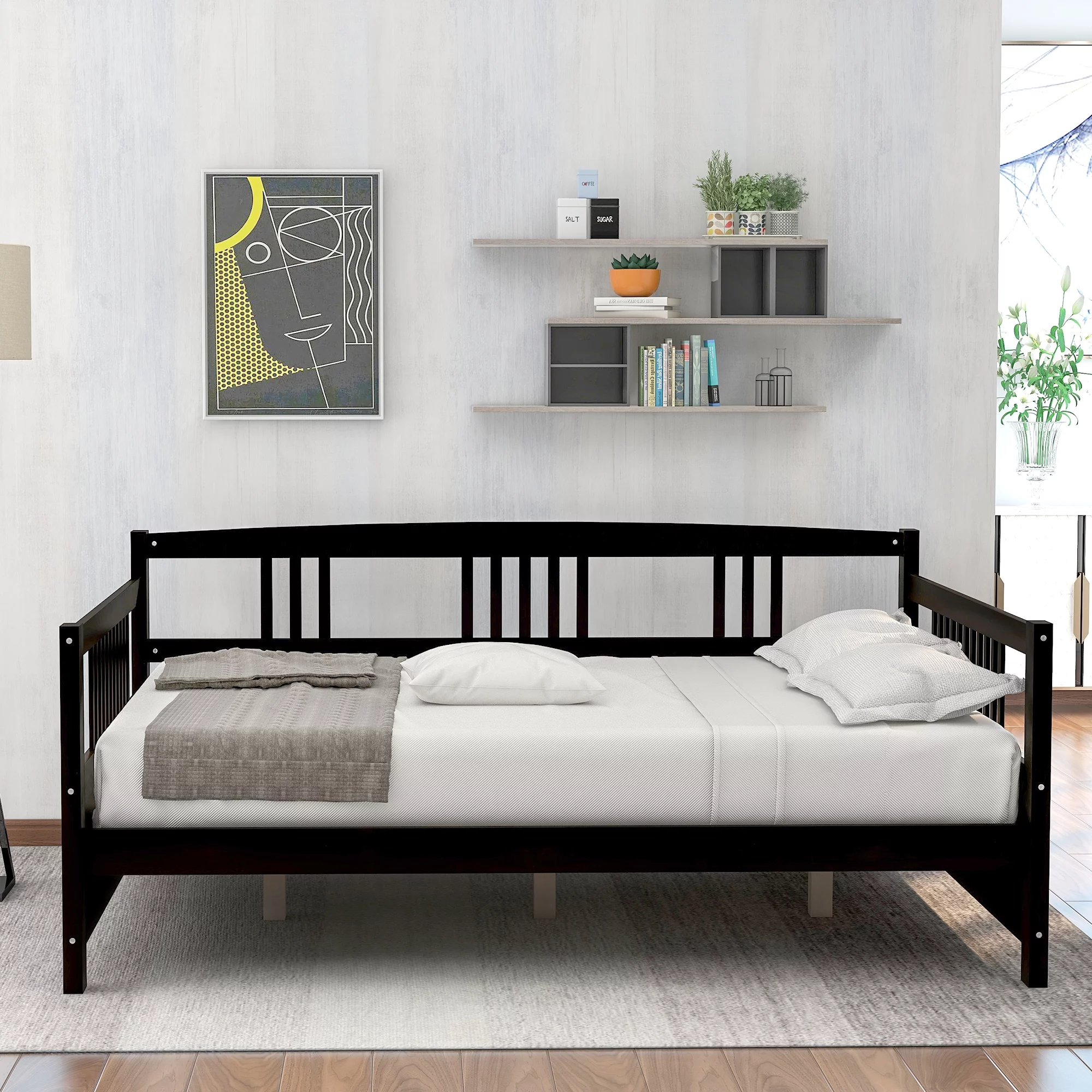 Wood Daybed Full Size Daybed with Support Legs