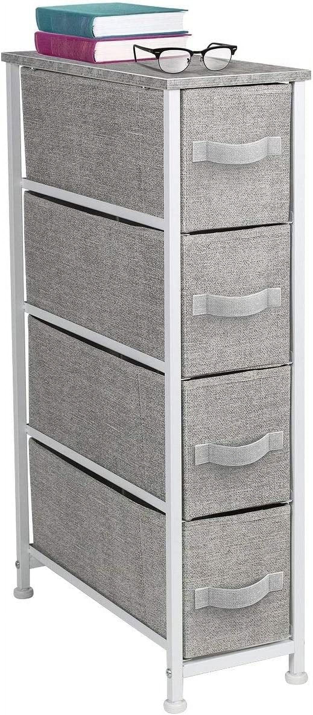 HBBOOMLIFE 4 Drawers Chest Dresser Narrow Grey Modern Contemporary Metal