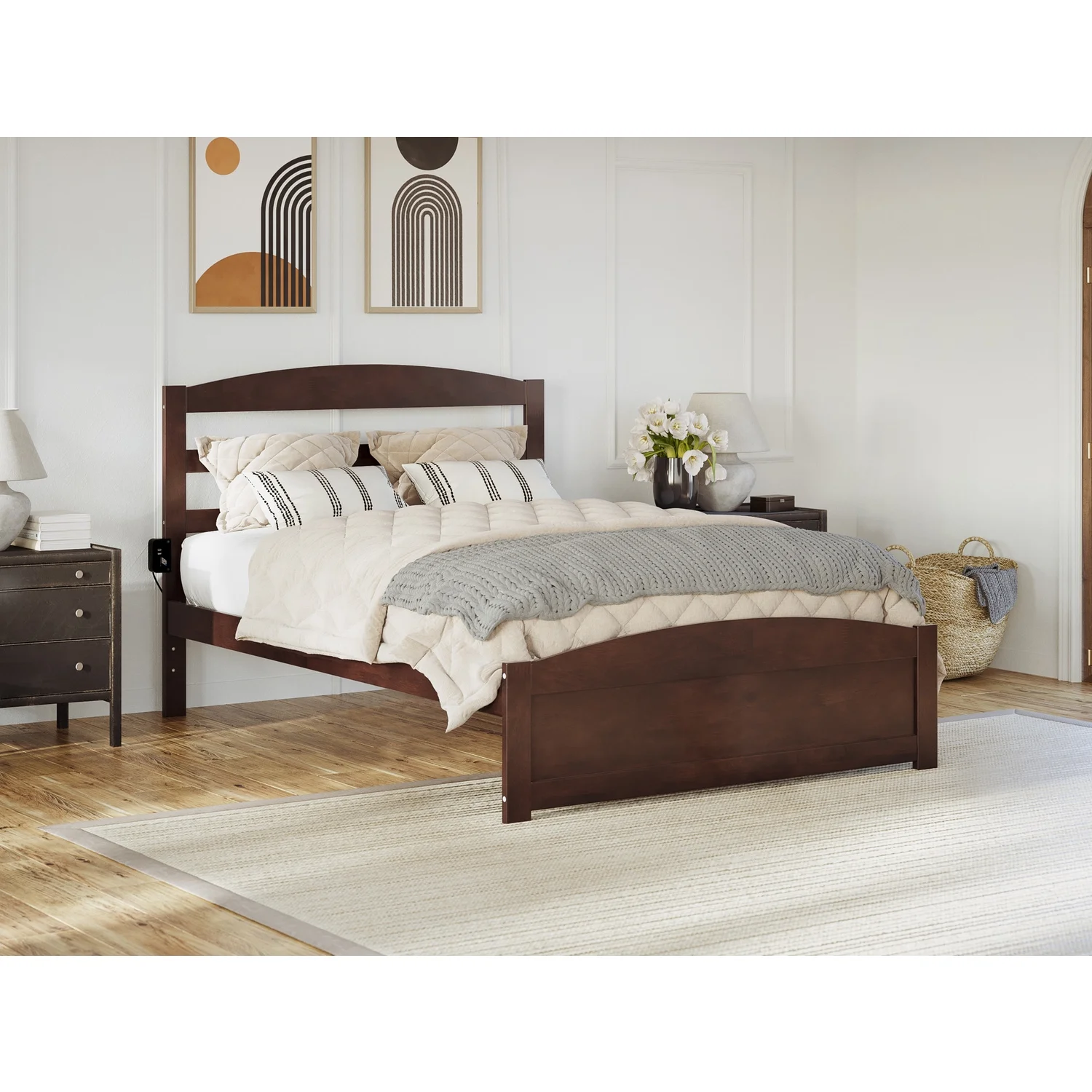 AFI Warren Solid Wood Traditional Full Bed with Footboard in Walnut