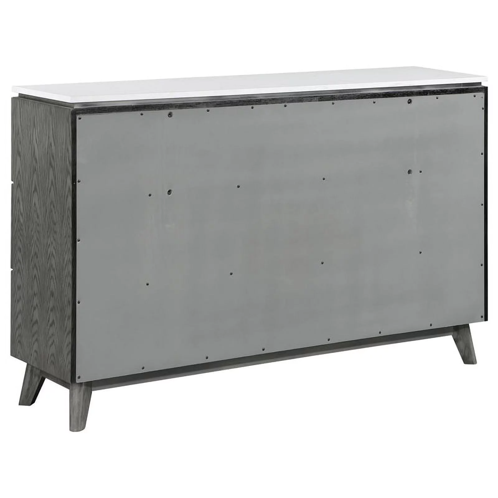 Maklaine 4-piece Wood Queen Bedroom Set White Marble and Gray