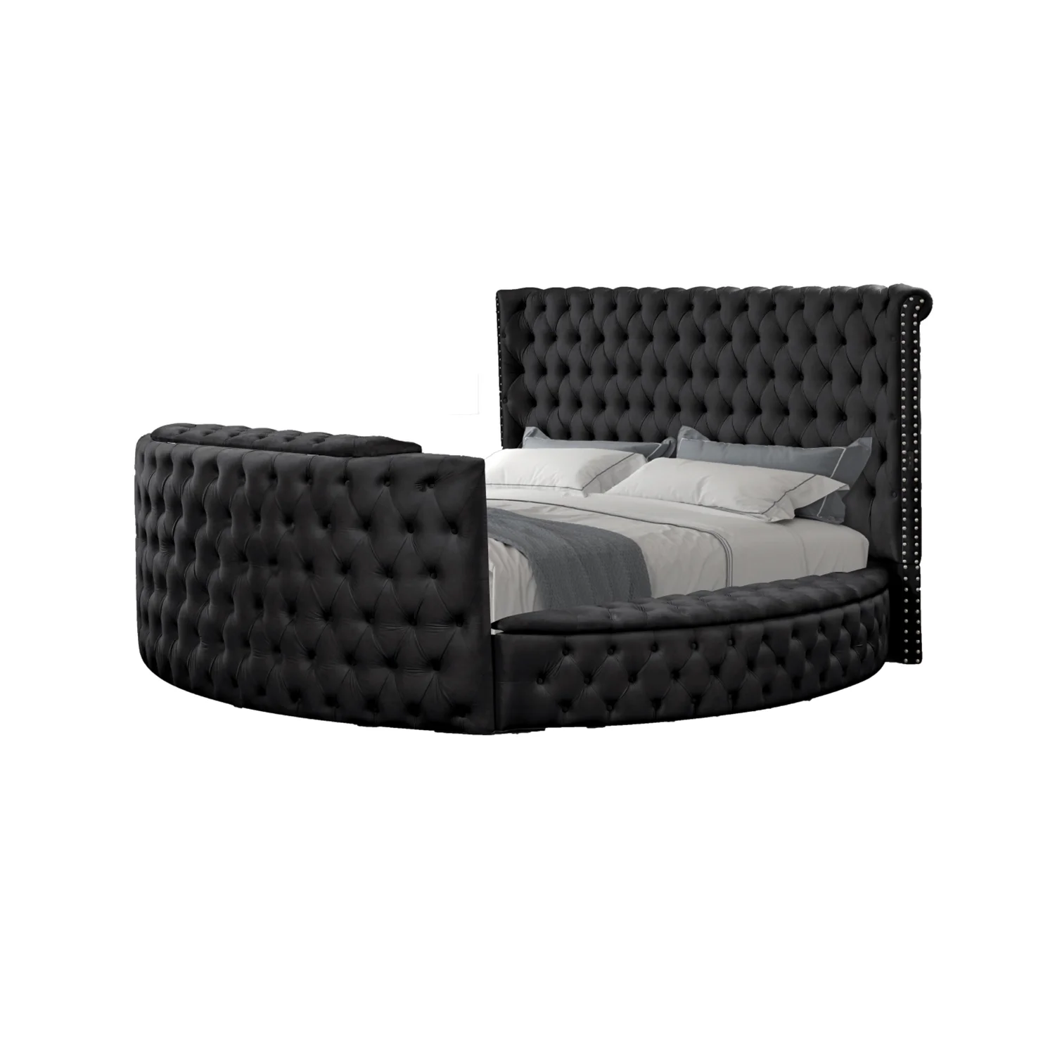 Maya Modern Style Queen Bed made with Wood in Black