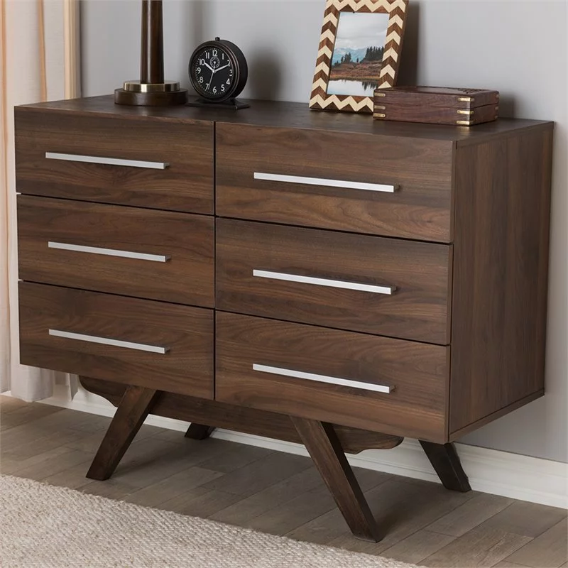 Bowery Hill 6 Drawer Double Dresser in Brown