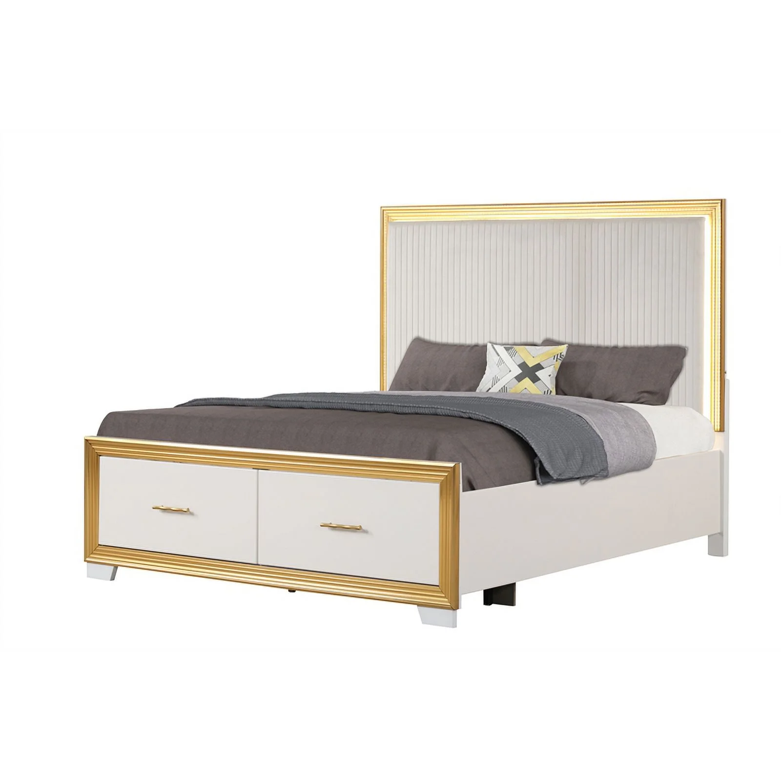 Obsession Contemporary Style King Tufted Bed Made with Wood in Gold Finish