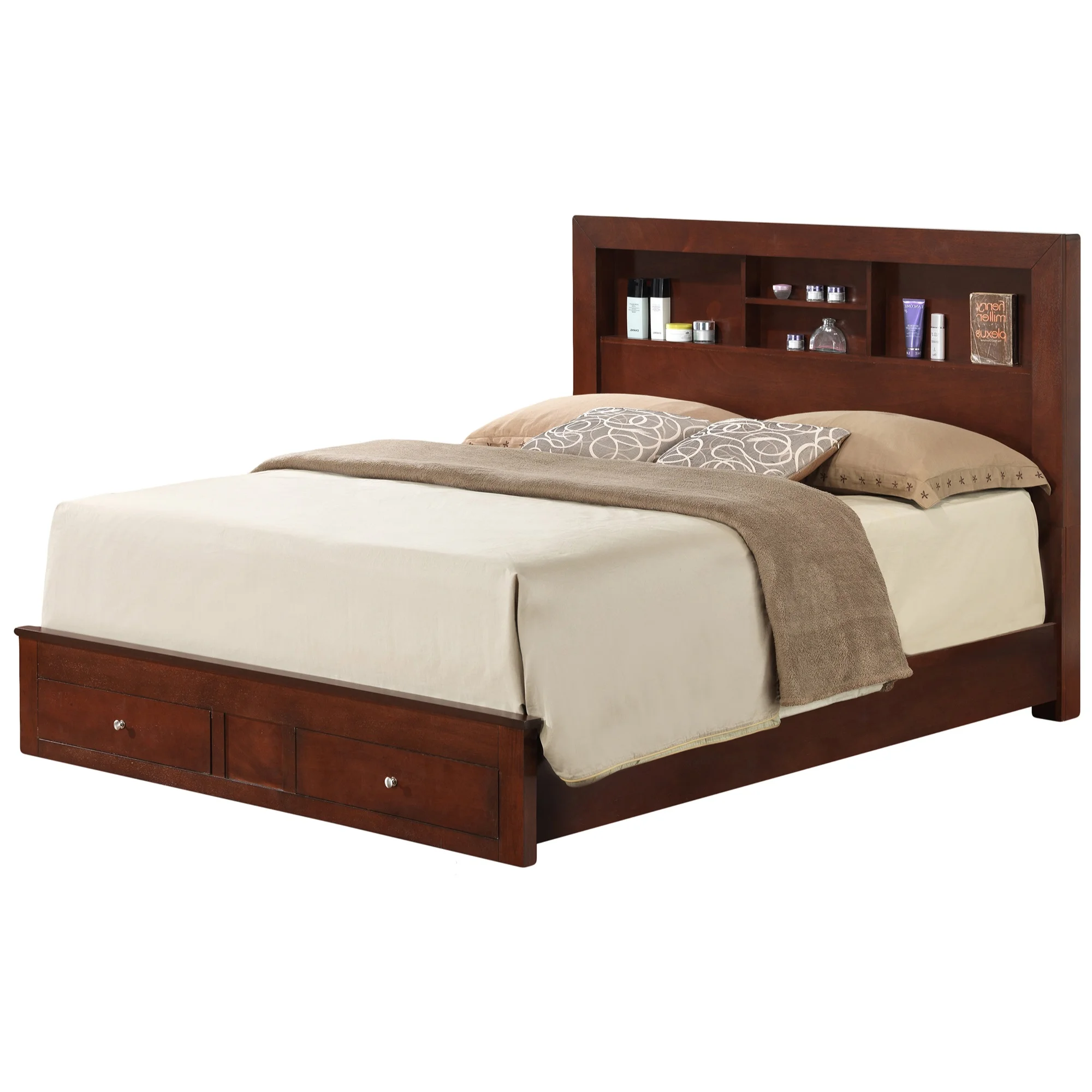 Passion Furniture Burlington Cherry King Storage Platform Bed PF-G2400D-KSB2
