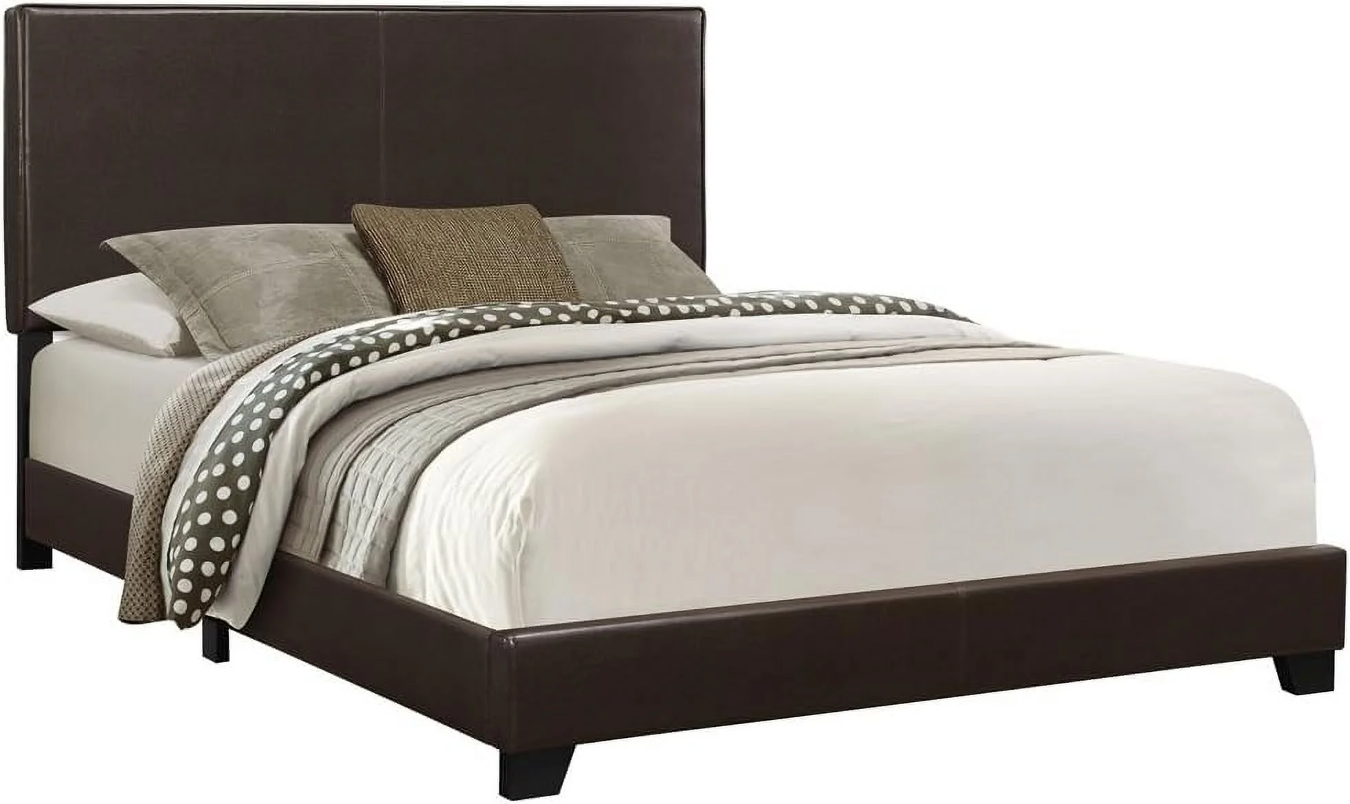 Bed Leather-Look Dark Brown Queen
