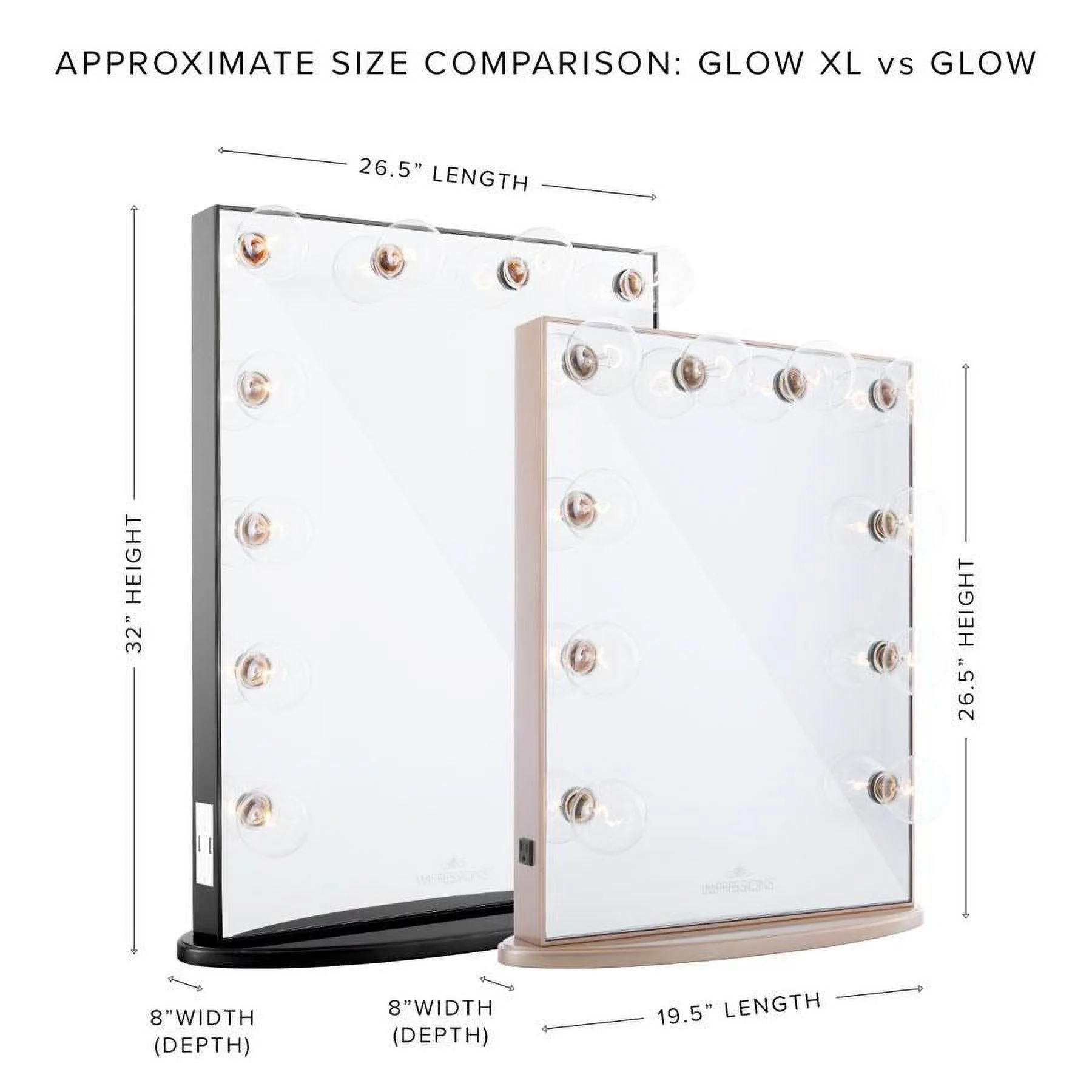 Impressions Vanity Mirror with Lights, Hollywood Glow Makeup Vanity Mirror with 10 Clear LED Bulbs