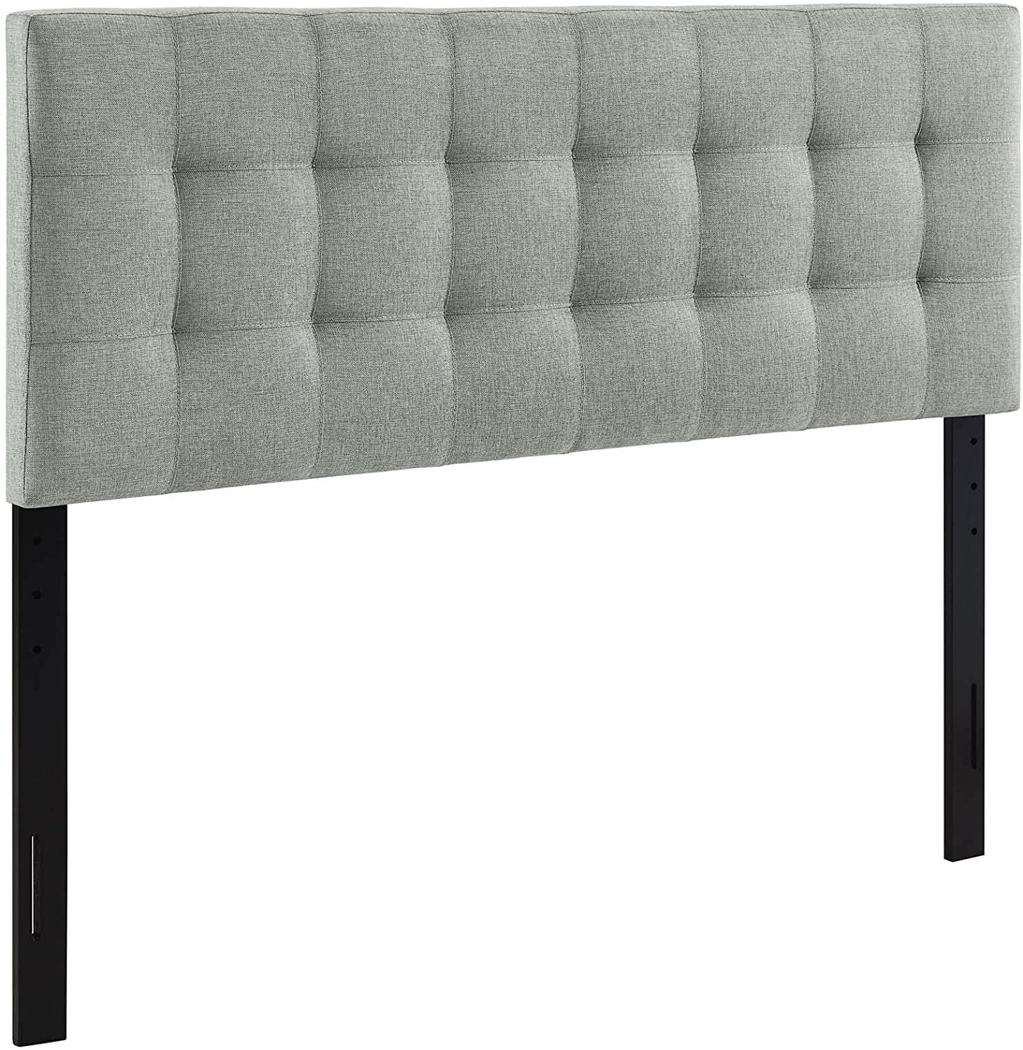 QCAI Lily Tufted Linen Fabric Upholstered King Headboard in Gray