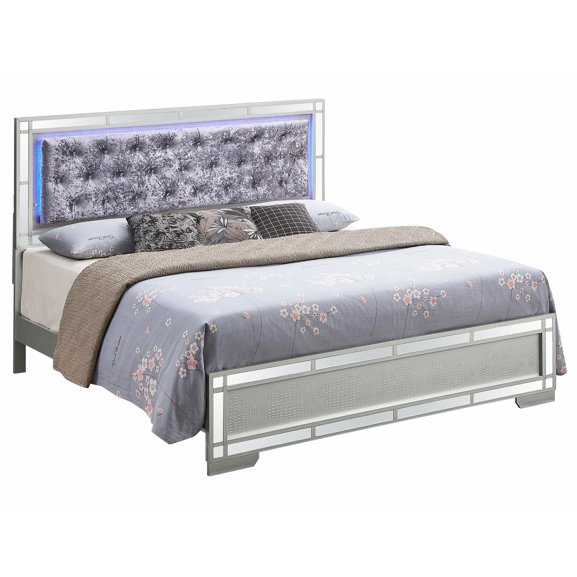 Madison Silver Champagne Queen Panel Beds