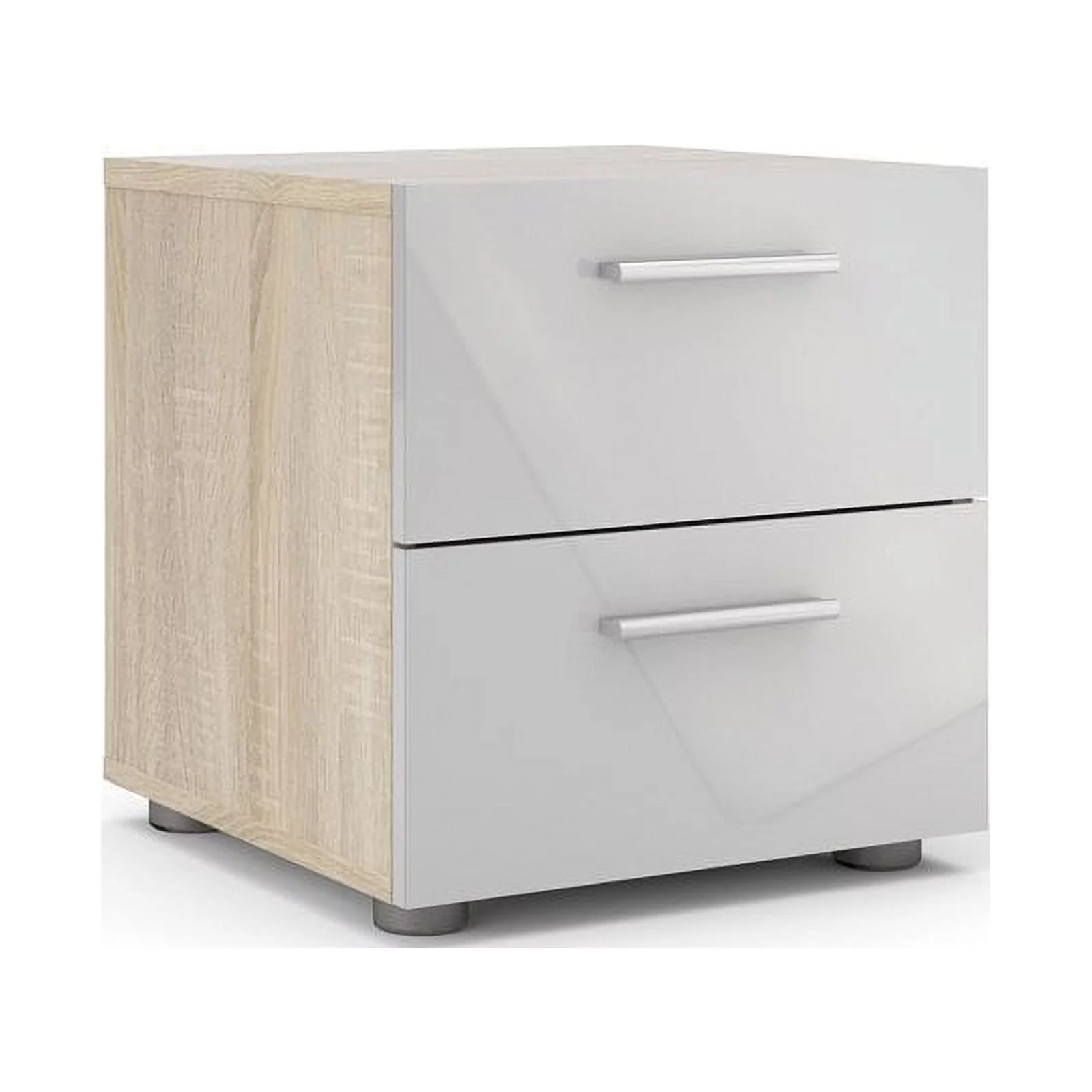 Home Square Contemporary 3 Piece Bedroom Set with Two Nightstands and 8 Drawer Double Dresser in Oak and White Gloss