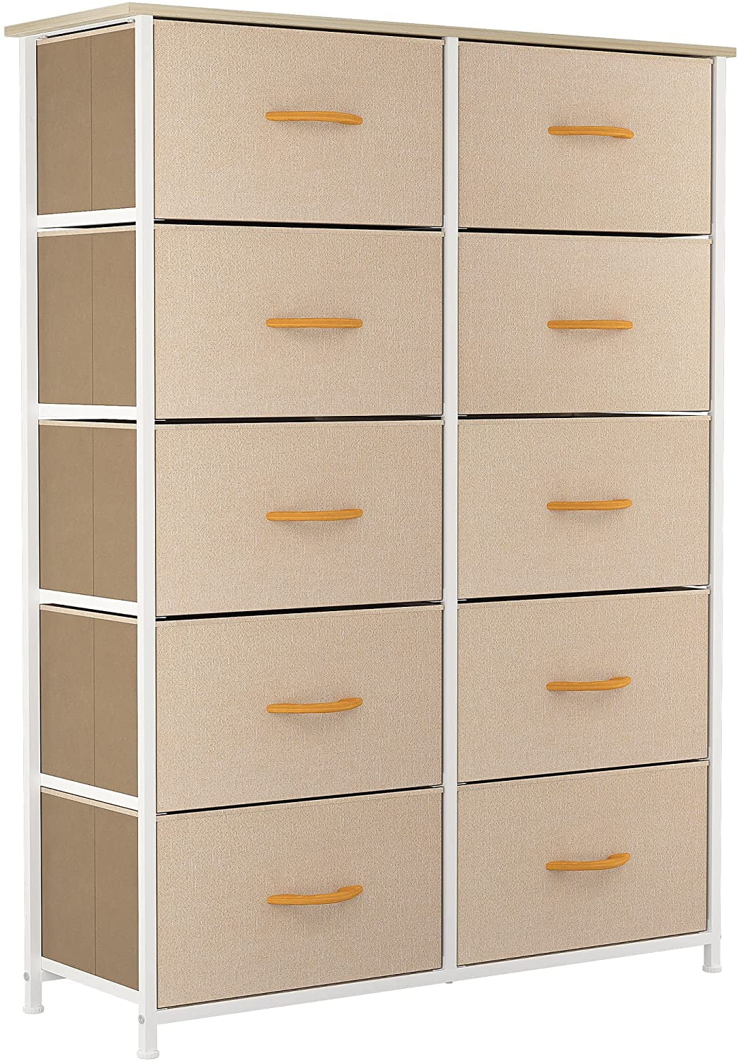 Dextrus 10 Drawers Dresser Fabric Storage Tower Cabinet Bin Storage Organizer for Closets Bedrooms Kids Room, Beige