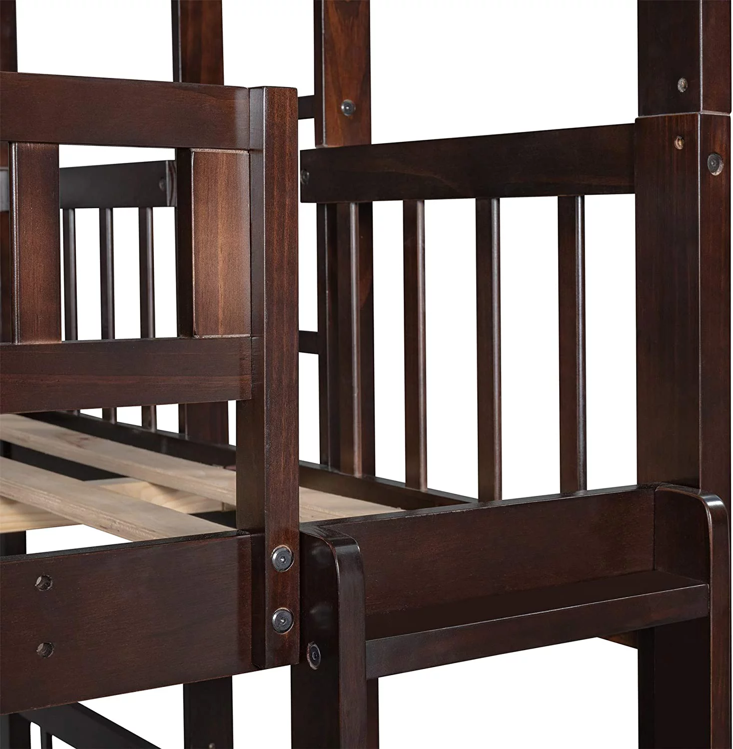 Churanty Triple Bunk Bed Full over Full over Full Triple Bed with Built-in Ladder and Slide for Kids,Espresso