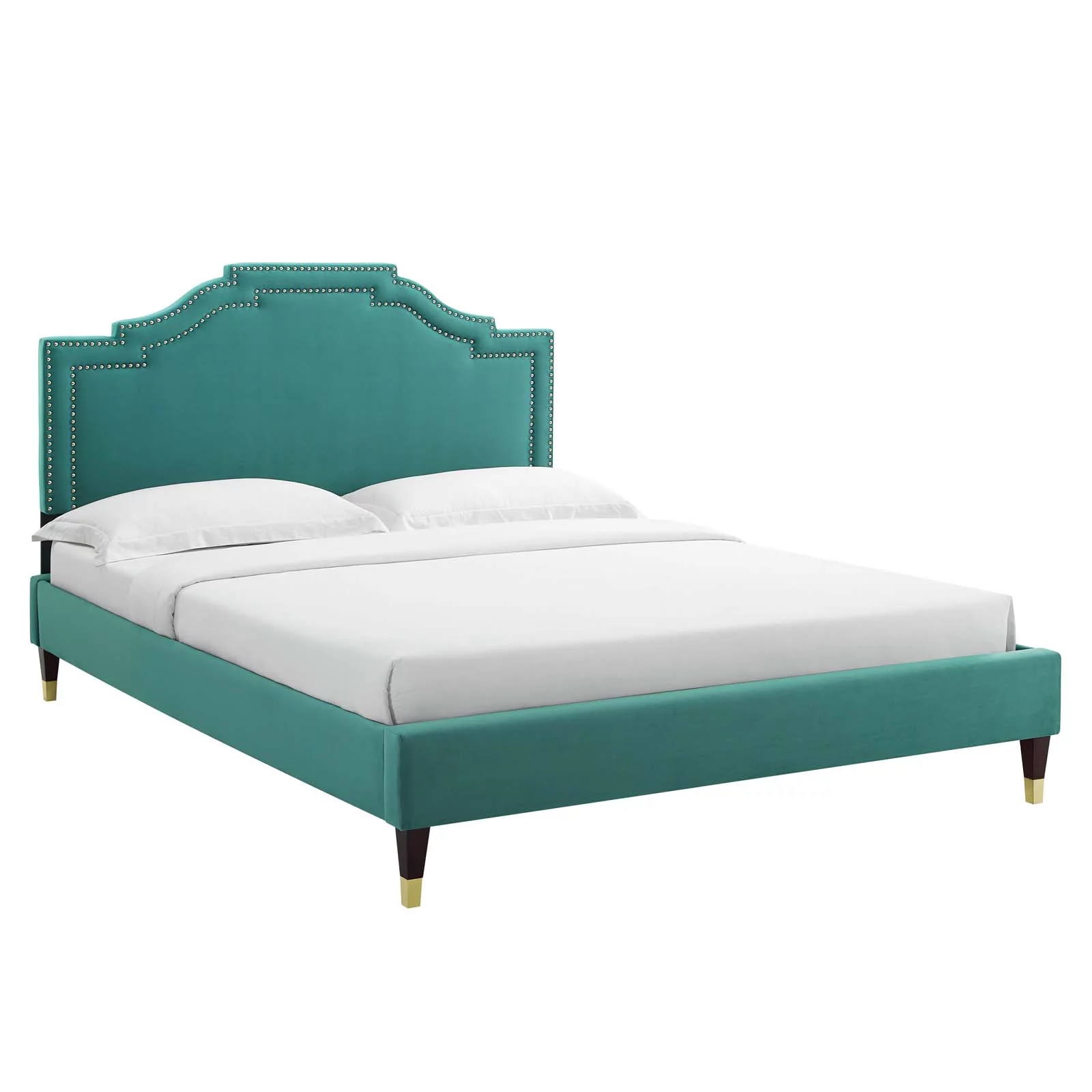 Modway Adelaide Performance Velvet King Platform Bed in Teal