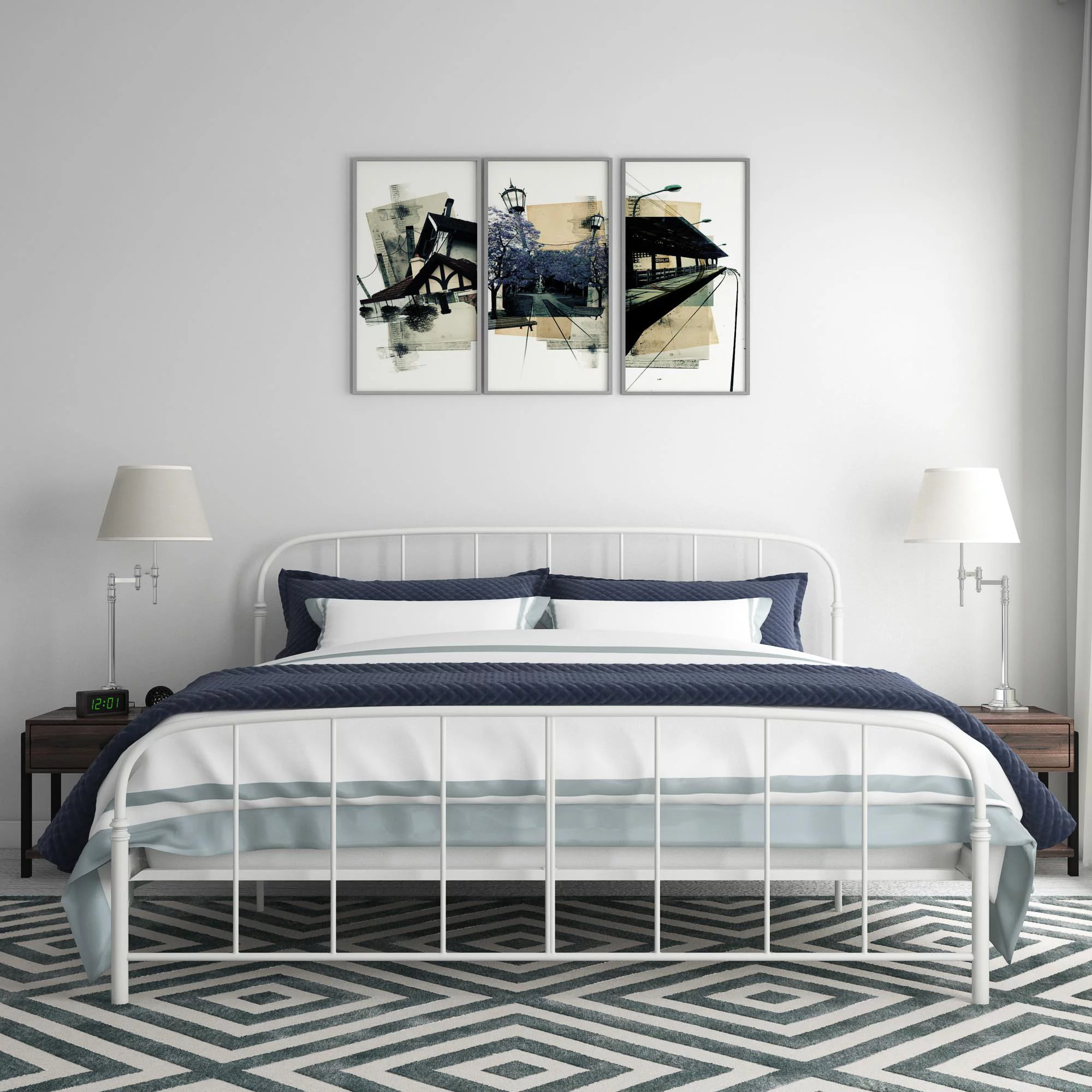 DHP Lafayette Metal Bed, Multiple Sizes and Colors, (White) [bed_king]
