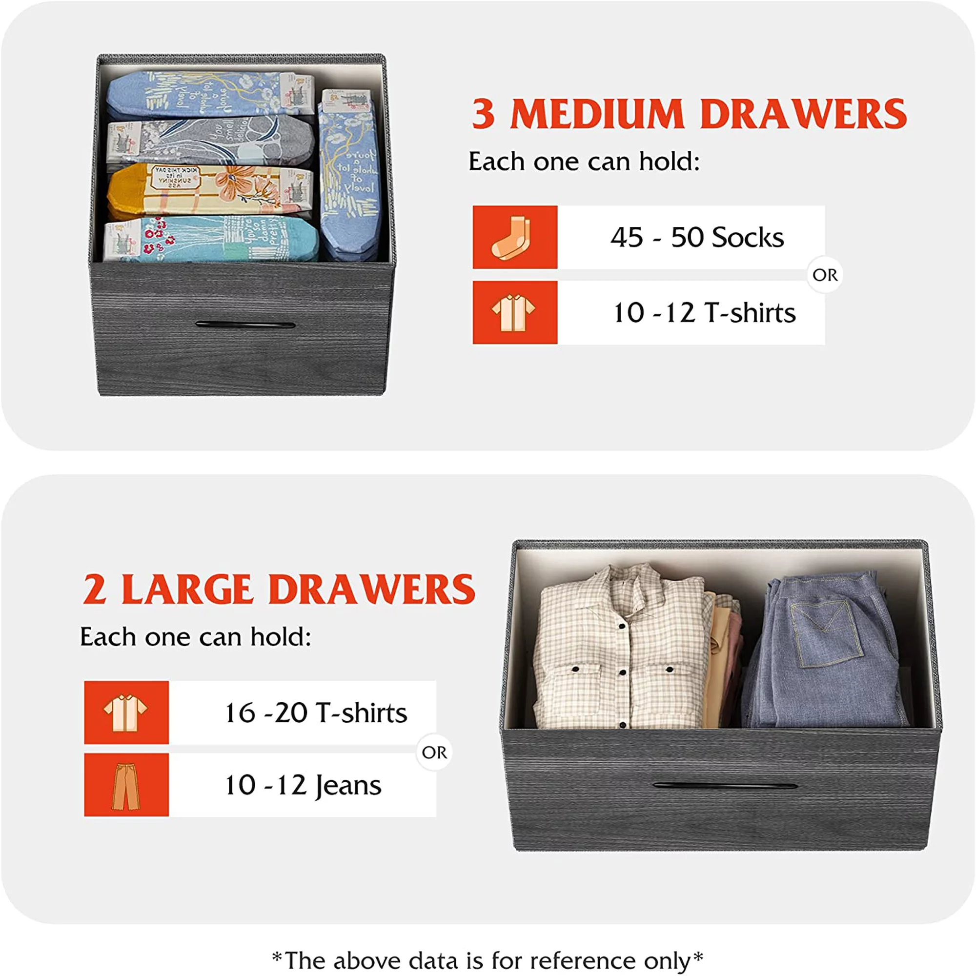 Dresser Storage Bin for Bedroom with 5 Drawers, Wood Grain Organizer Drawer Unit, Long Wide Chest for Living Room, Closet, Hallway, Nursery