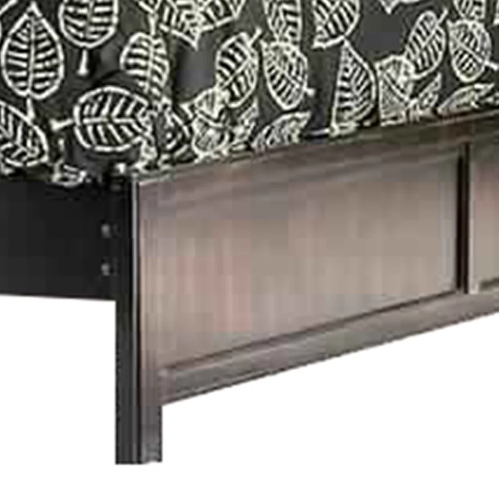 Platform California King Bed with Sleigh Headboard, Dark Brown and Beige- Saltoro Sherpi