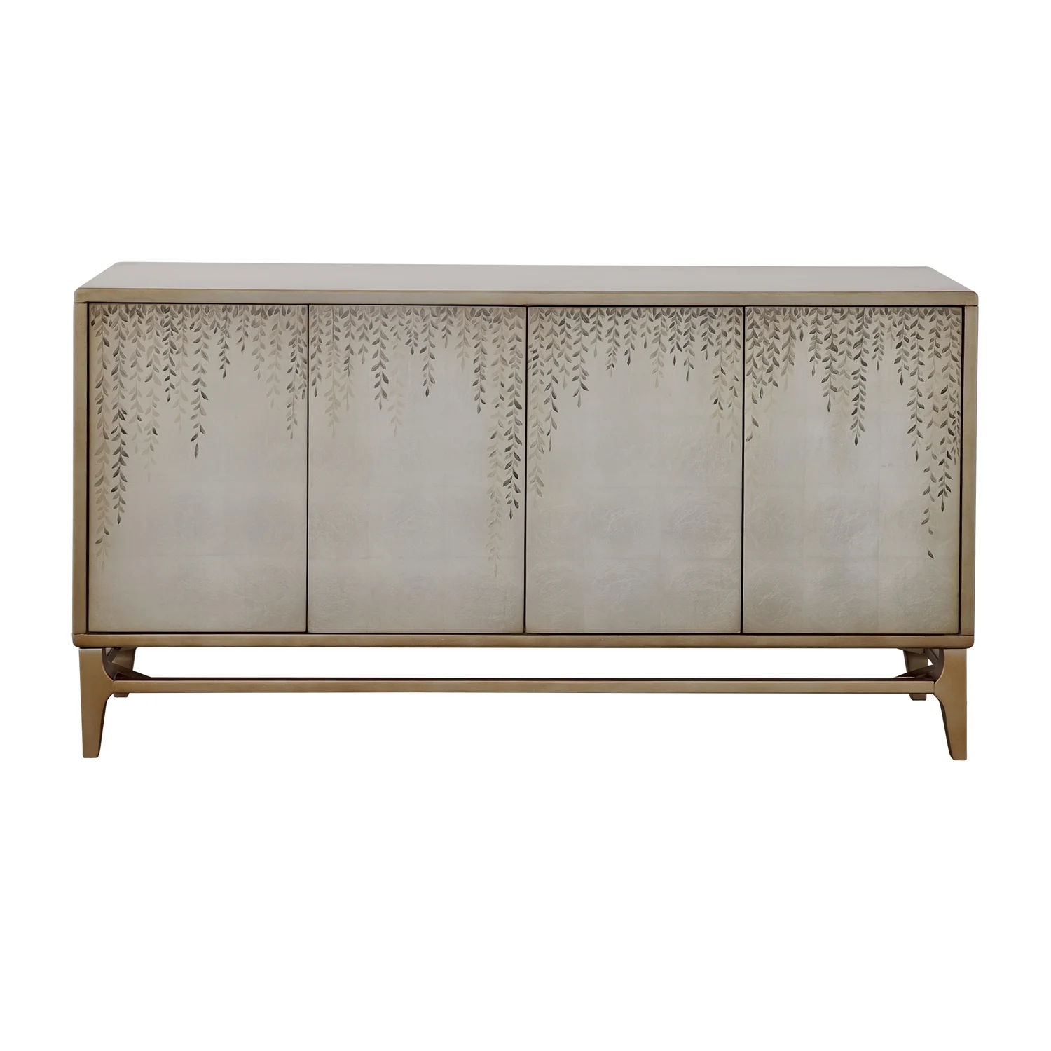 Coast to Coast Lylah Transitional Dreamscape Gold Four Door Credenza with Silverleaf Finish