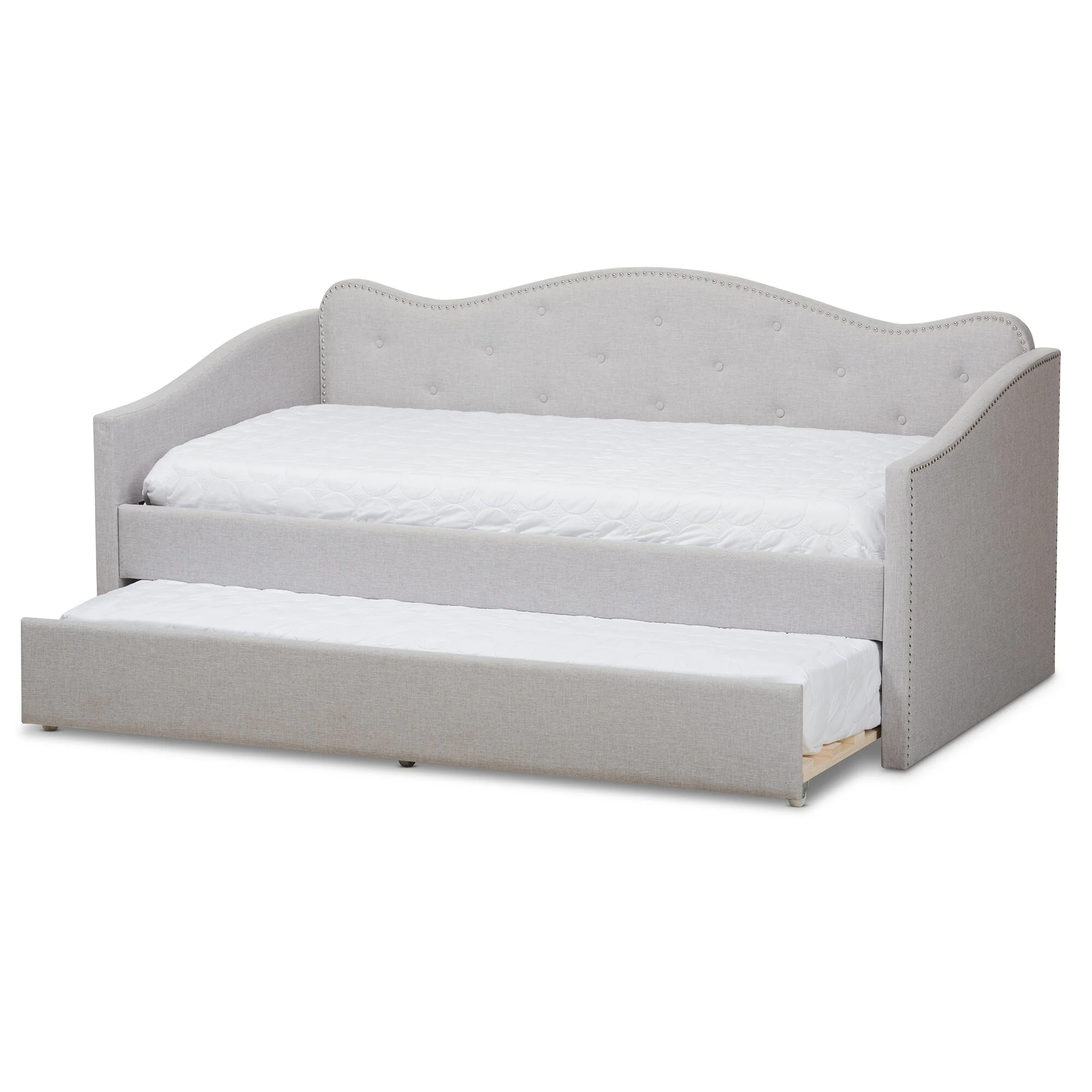 Baxton Studio Contemporary Fabric Daybed with Trundle by Beige