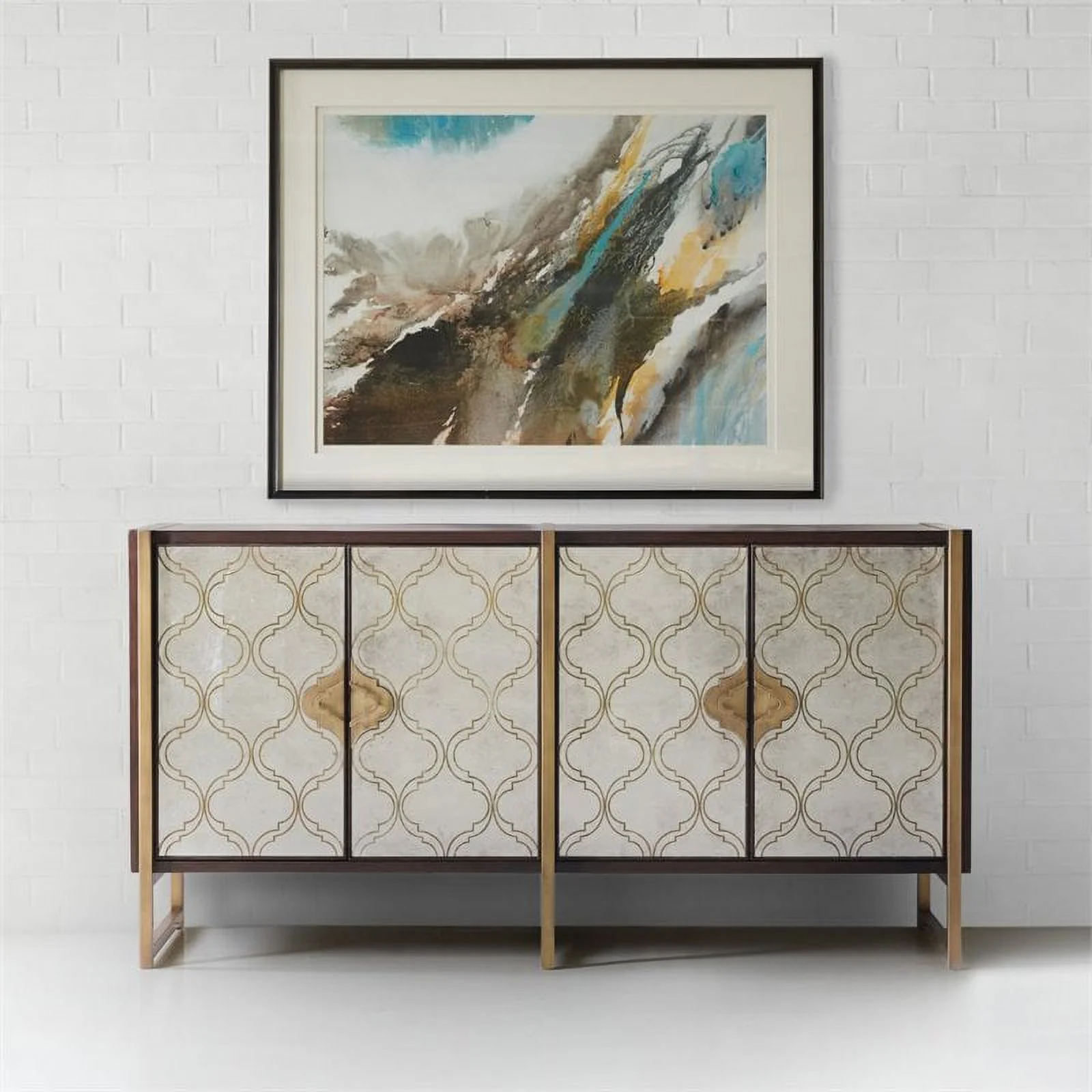 Bowery Hill Contemporary Wood Classic Media Credenza in Dark Wood