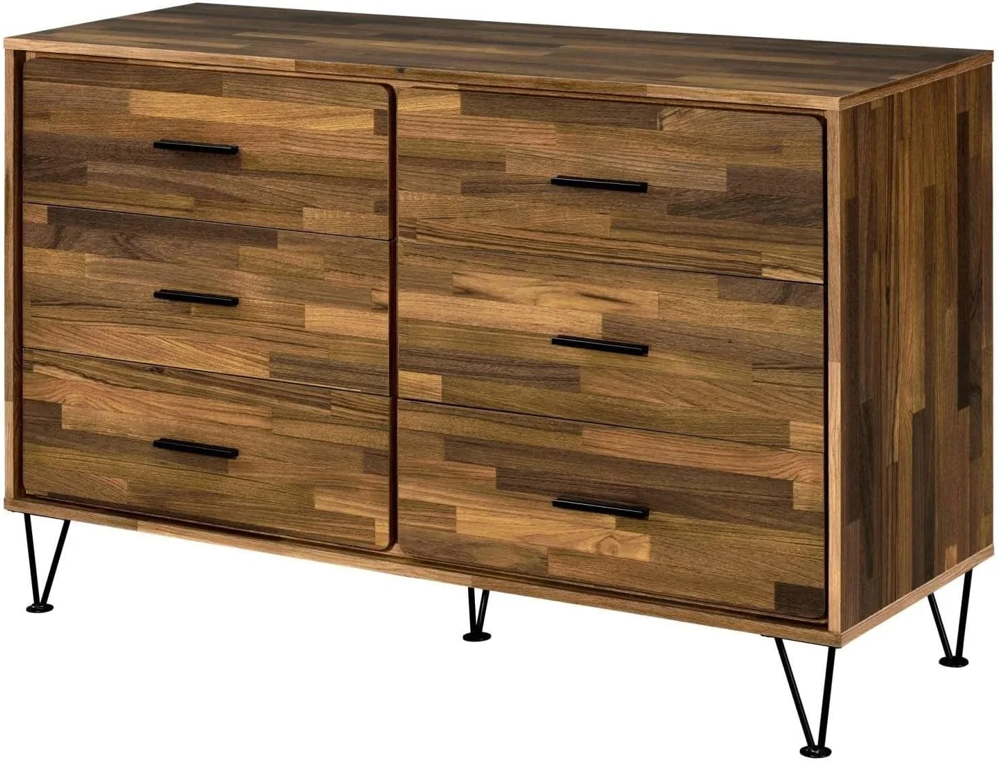Hestia 6-Drawer Wooden Dresser In Walnut Finish