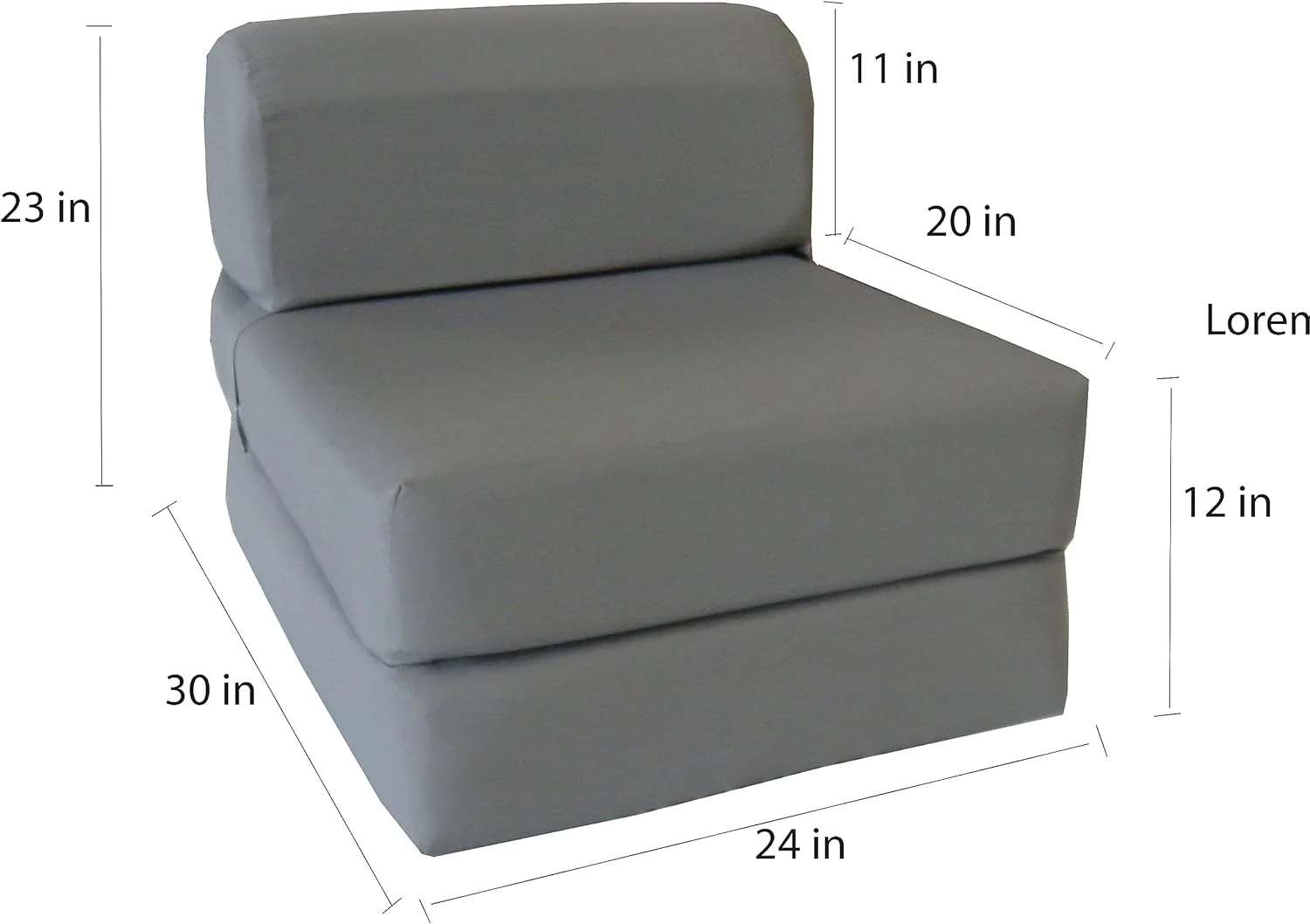Gray Sleeper Chair Folding Beds, Convertible Studio Sofa Bed, High Density Foam (70 x 24 x 6 in Thick)