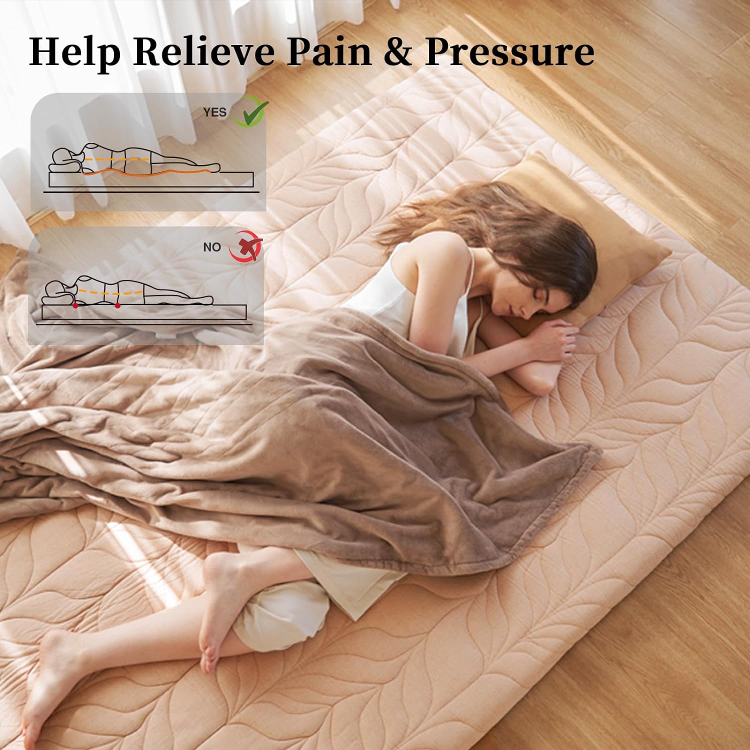 WAGEE Japanese Floor Mattress Futon Mattress Full Size,Thicken Roll Up Tatami Mat with Washable Cover,100% Cotton,Foldable & Portable Floor Lounger Mattress Sleeping Pad for Camping,Coffee