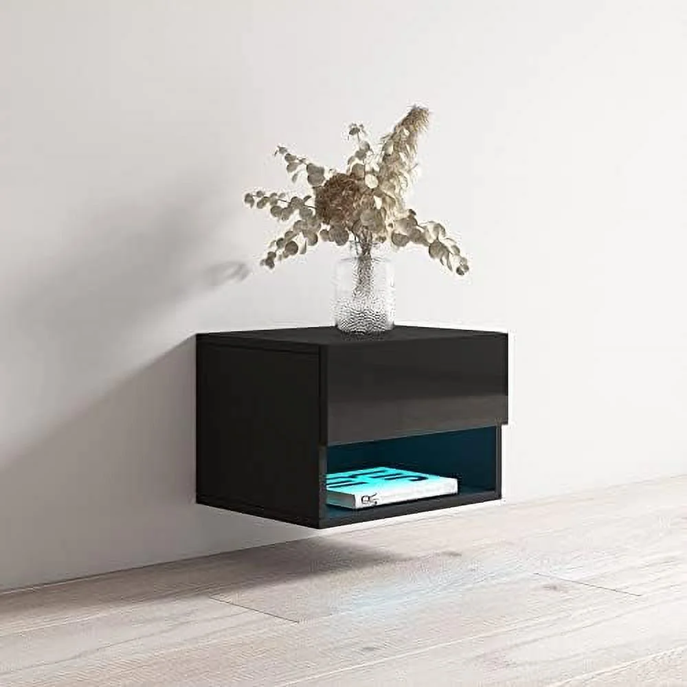 TJUNBOLIFE Air Wall Mounted Floating Nightstand Black
