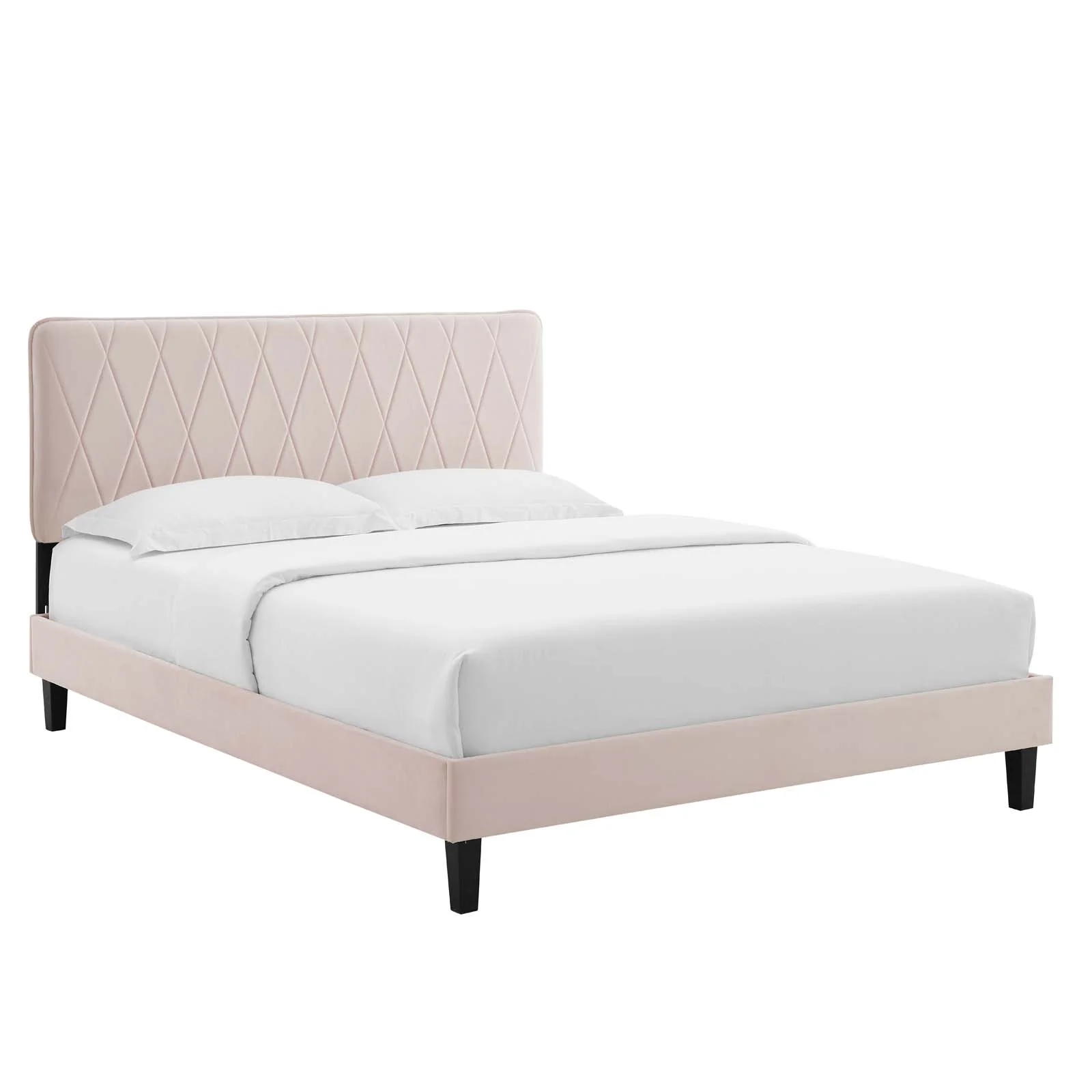 Modway Phillipa Performance Velvet Queen Platform Bed in Pink