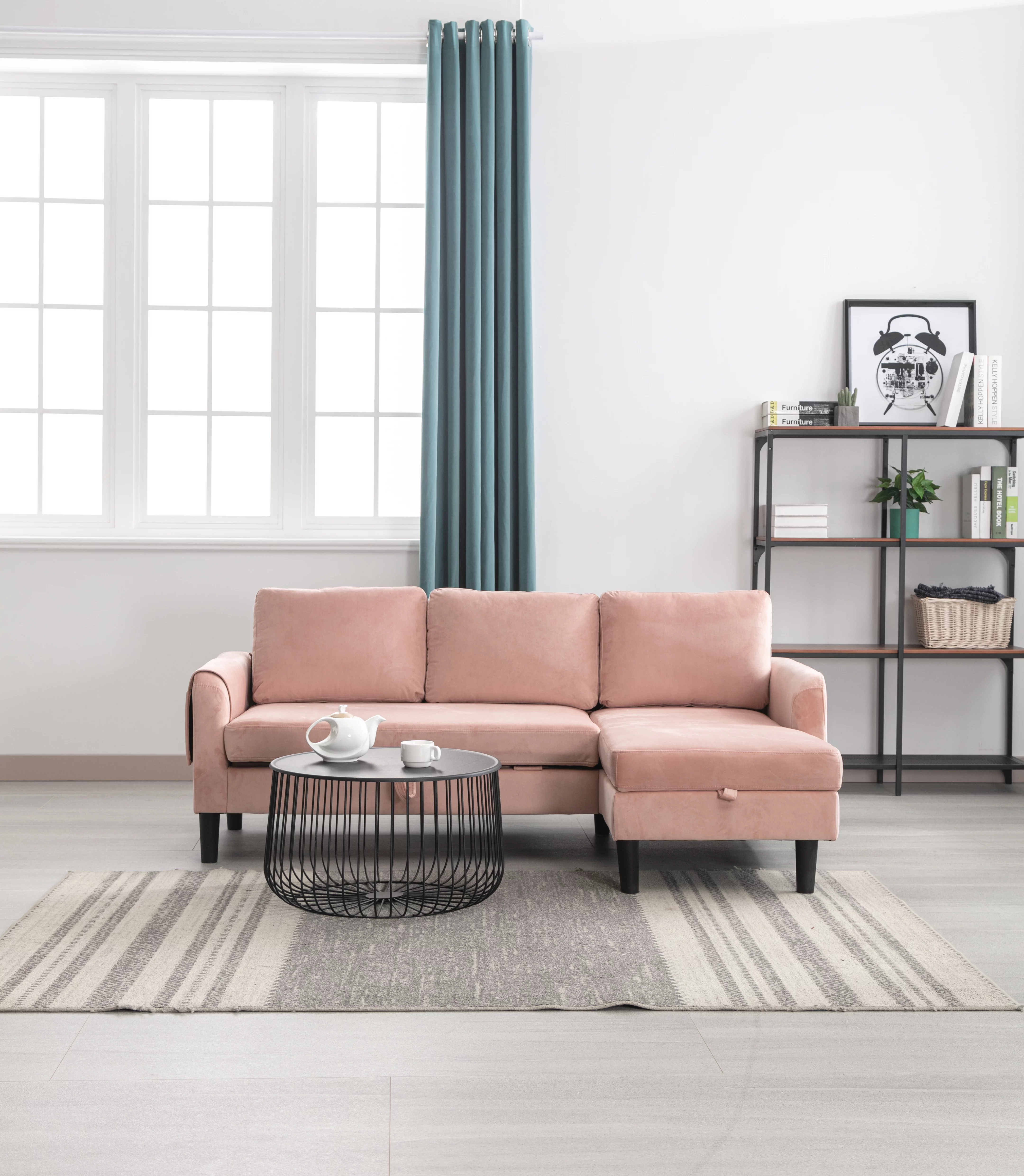 Luccalily Sectional Sofa with Storage Reversible Chaise Lounge, L Shaped Futon Sofa Bed Couch, Modern Velvet Sleeper Sofa with Storage for Living Room
