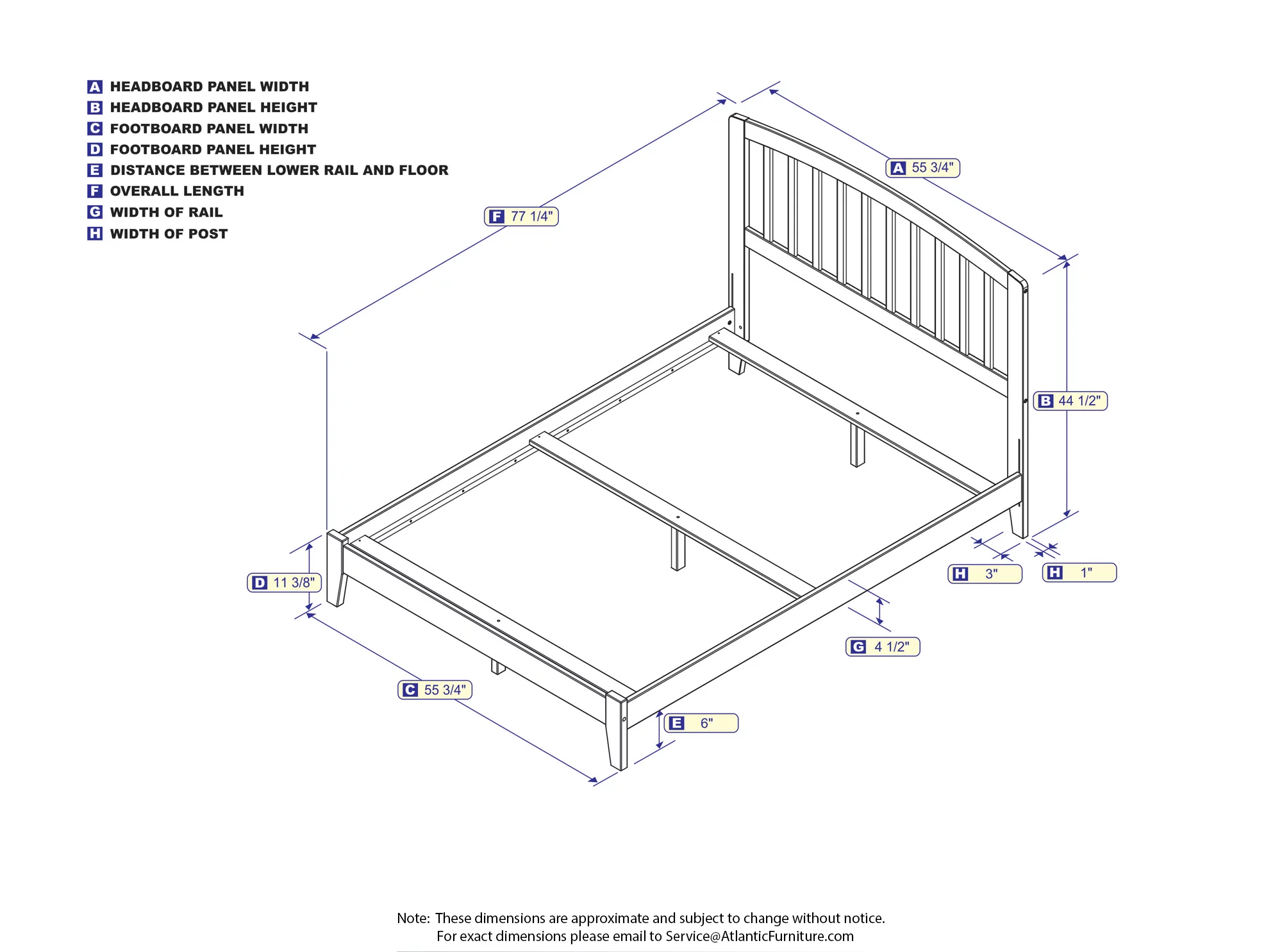 Richmond Traditional Bed in, Multiple Colors and Sizes