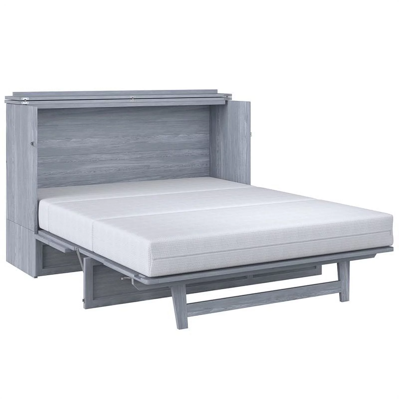 Atlin Designs Modern Solid Wood Murphy Bed Chest with Mattress in Driftwood