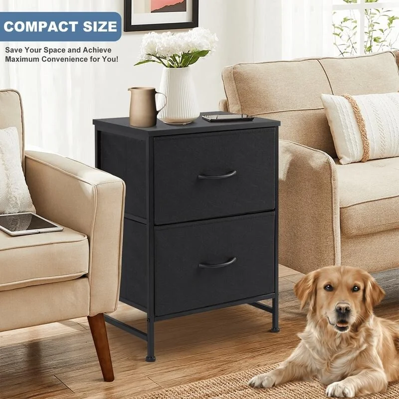 D&N Furniture Drawers Dresser Chest of Drawers,Metal Frame and Wood Top,2bc,Gray