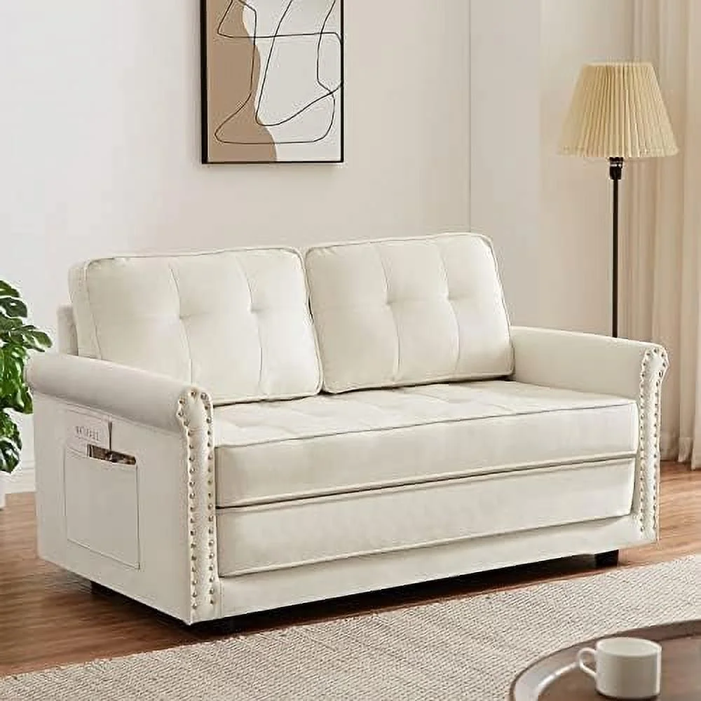 NLIBOOMLife Loveseat Sleeper Sofa Bed  Modern Velvet Fabric Upholstered Futon Sofa Couch  Twin Floor Gaming Sofa  54-inch Small Love seat  Foldable Lazy Recliner Sofa for Living Room Apar