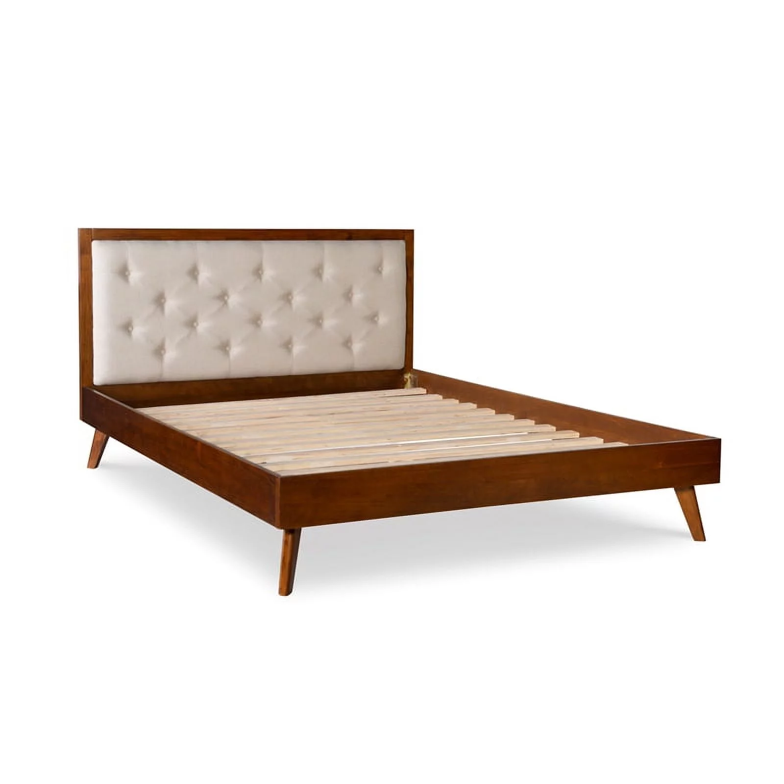 Riverbay Furniture Bristol Mid-Century Wood/Fabric Platform King Bed in Brown