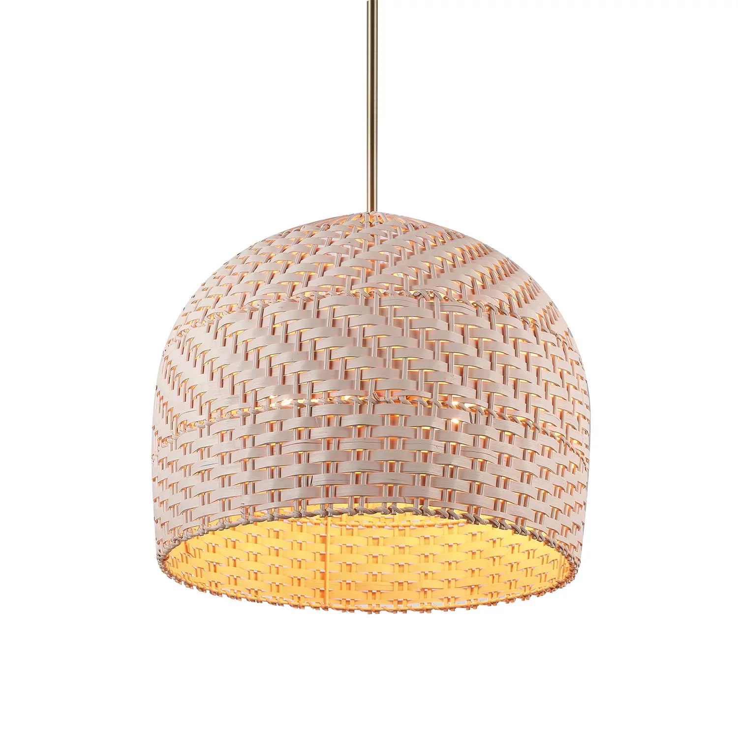 Novogratz x Globe Electric Novogratz x Globe Artessa 2-Light Matte Brass Convertible Chandelier with Cream Rattan and Bamboo Shade, 91002384