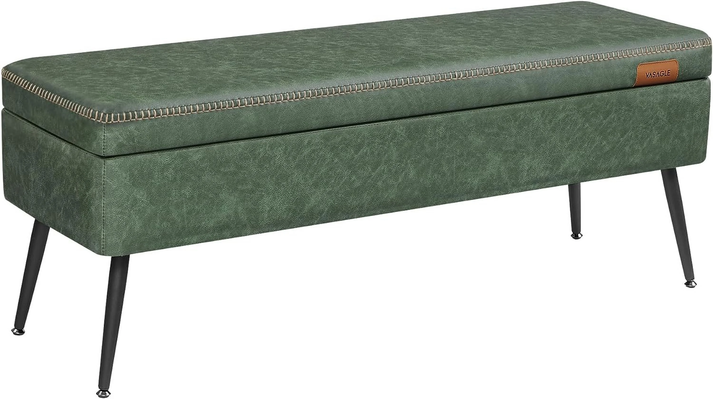 VASAGLE EKHO Collection - Storage Ottoman Bench Entryway Bedroom Bench 15 Gallons Mid-Century Modern Loads 660 lb Forest Green
