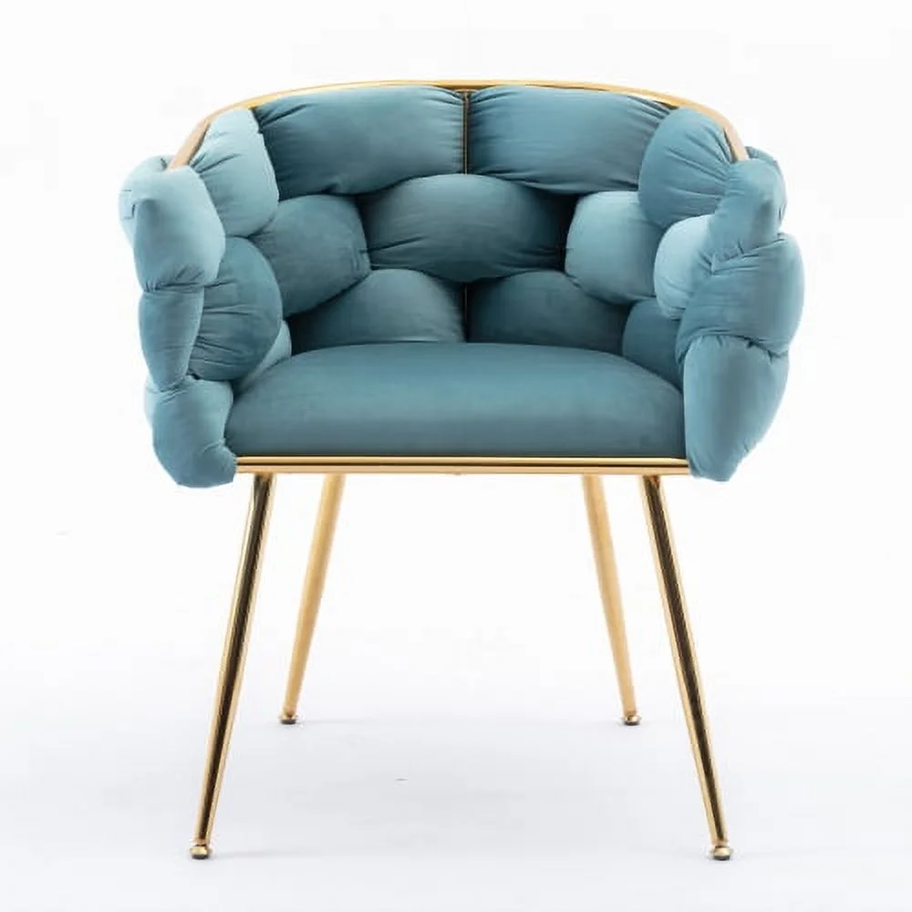 Luxury modern simple leisure velvet single sofa chair bedroom lazy person household dresser stool manicure table back chair blue