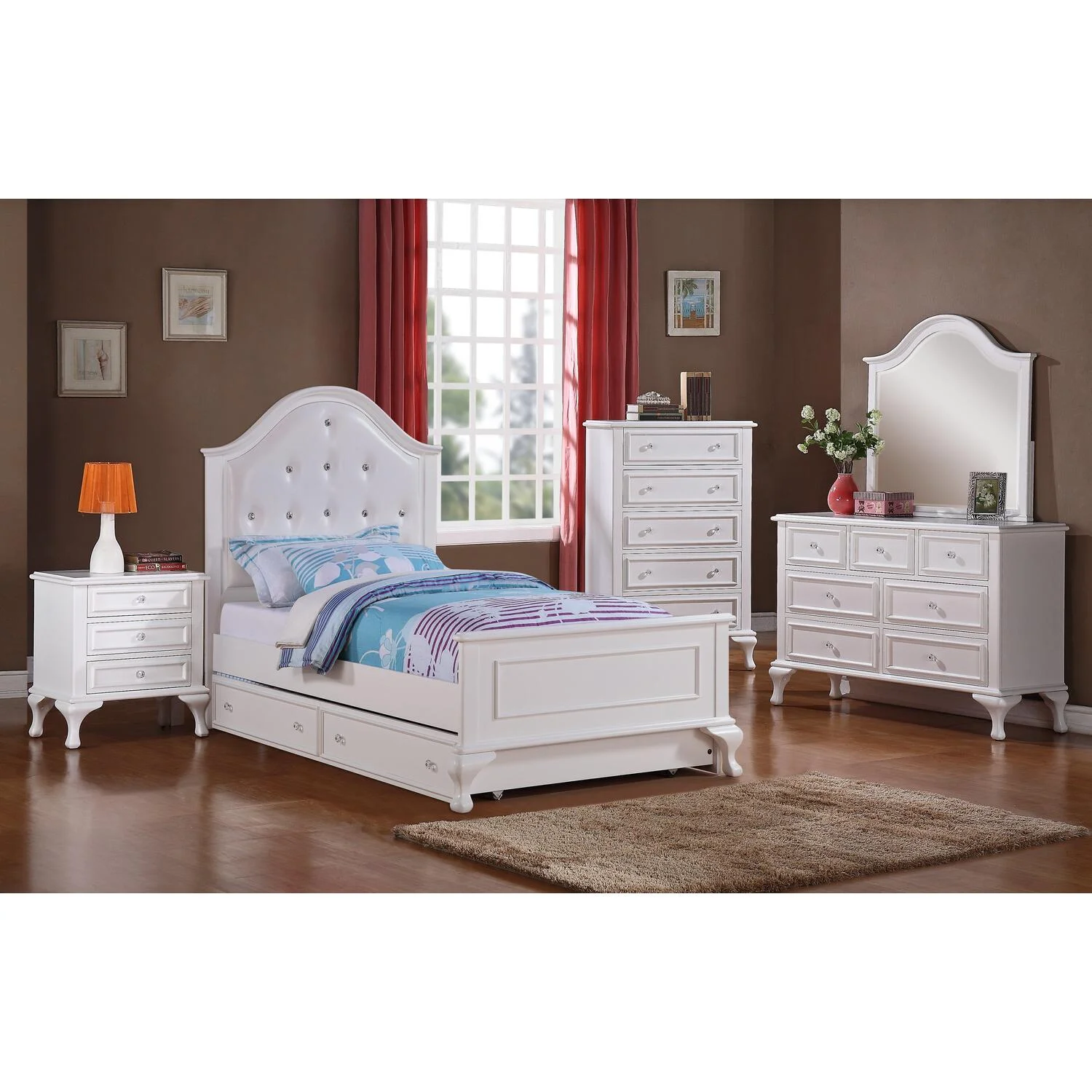 Picket House Furnishings Jenna 5 Piece Full Kids Bedroom Set in White