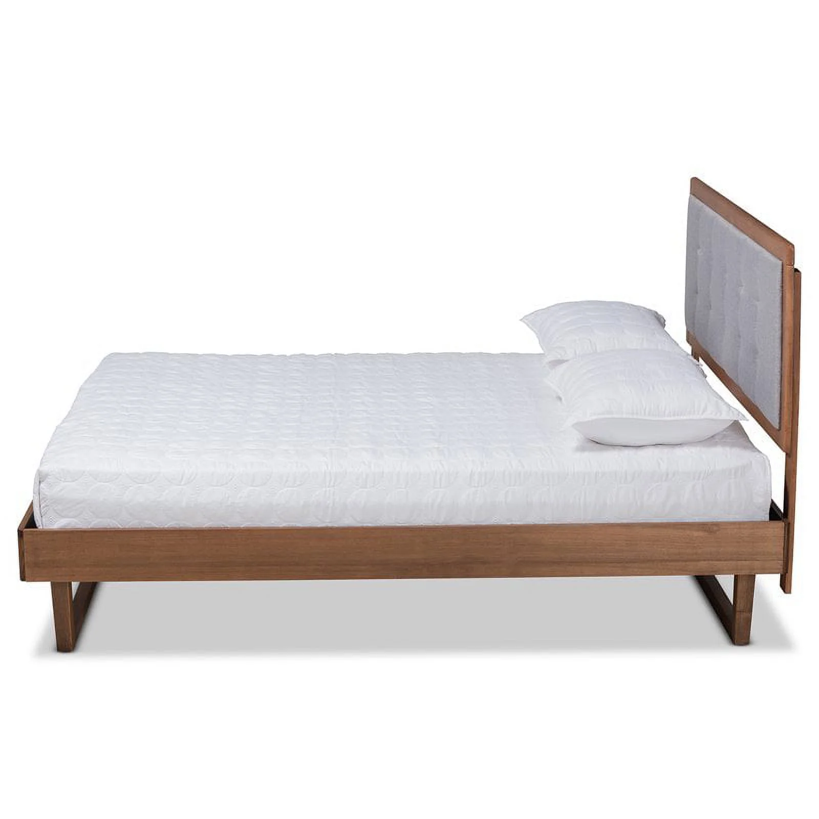 Bowery Hill Gray Upholstered Wood Queen Size Platform Bed
