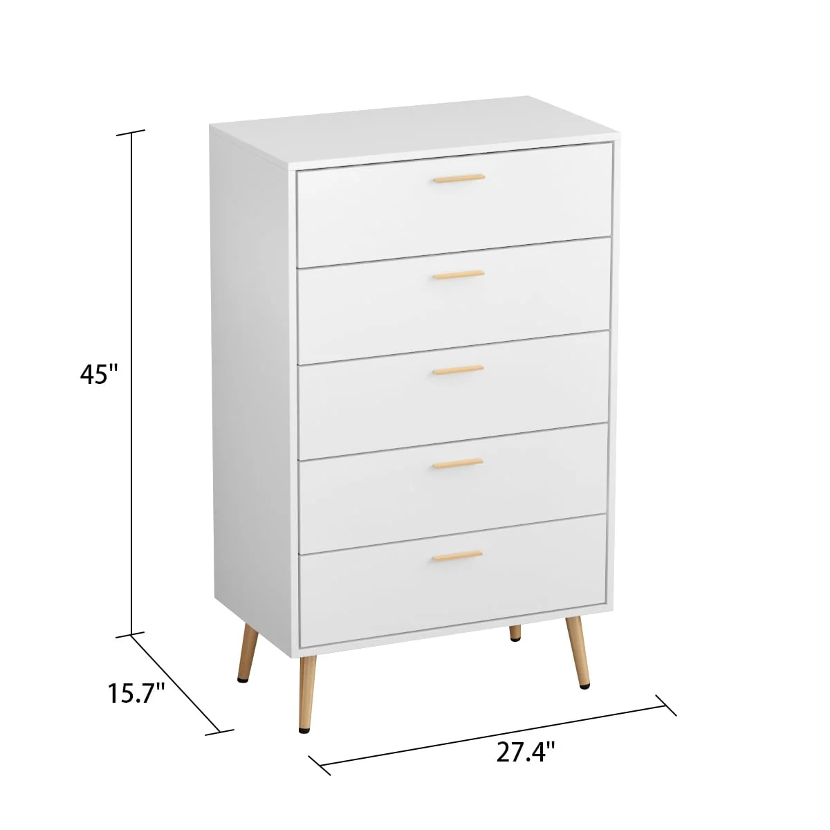 FUFU&GAGA  5 Drawers Dresser Chest White 6-drawer