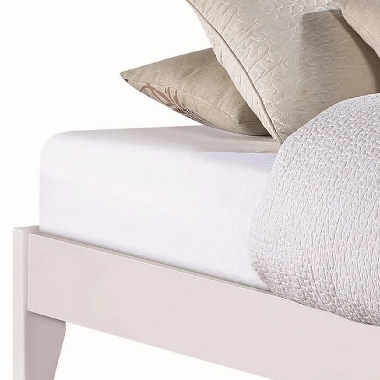 Cavi Modern Low Profile Platform California King Bed Panel Sides White- Saltoro Sherpi