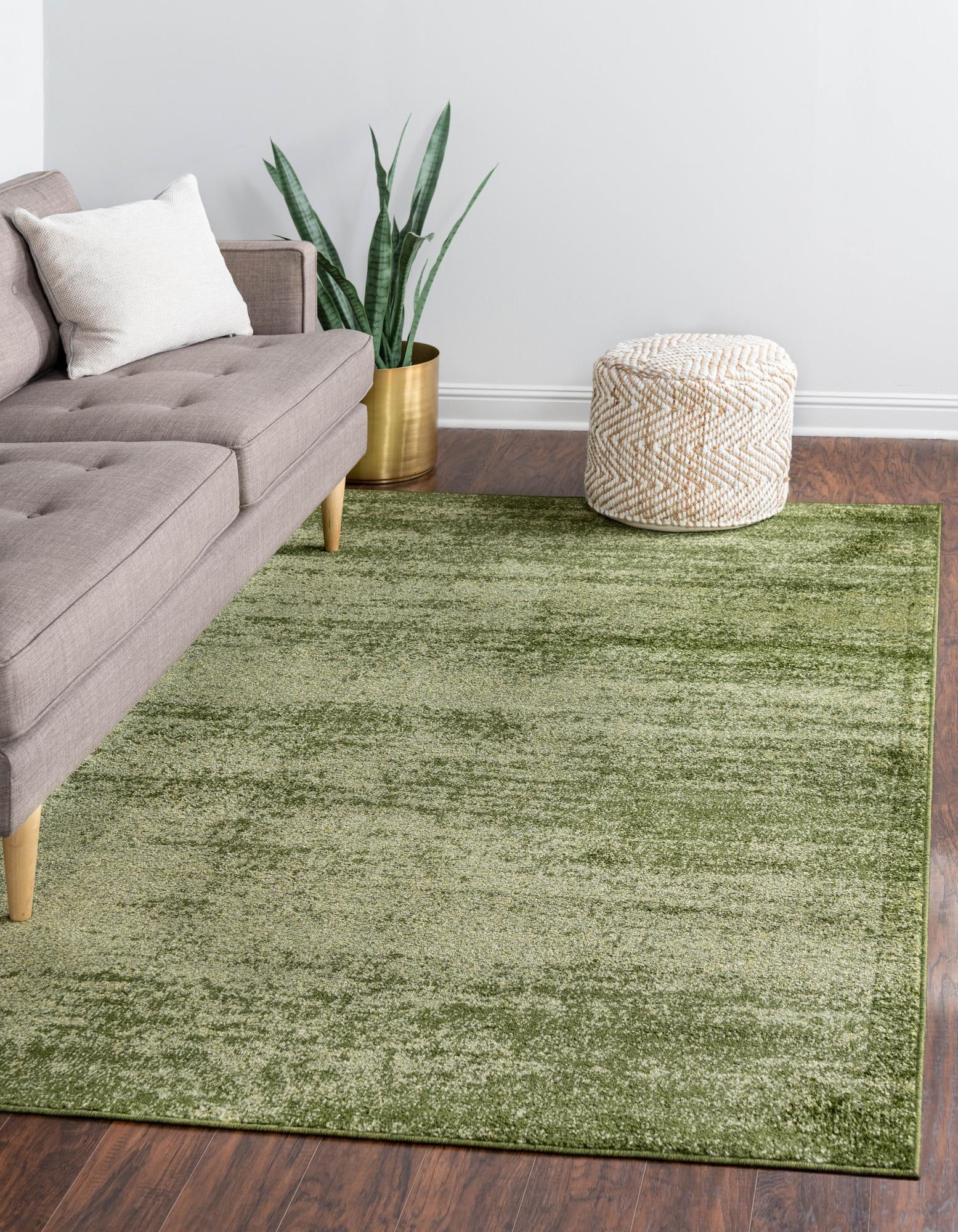 Unique Loom Lucille Del Mar Rug Green/Hunter Green 9' x 12' Rectangle Solid Contemporary Perfect For Living Room Bed Room Dining Room Office