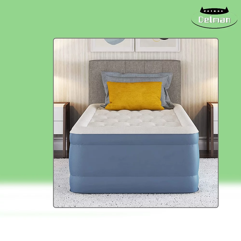 Rest Mattress Air Bed with Side Built-in Pump and Soft Velveteen Topper