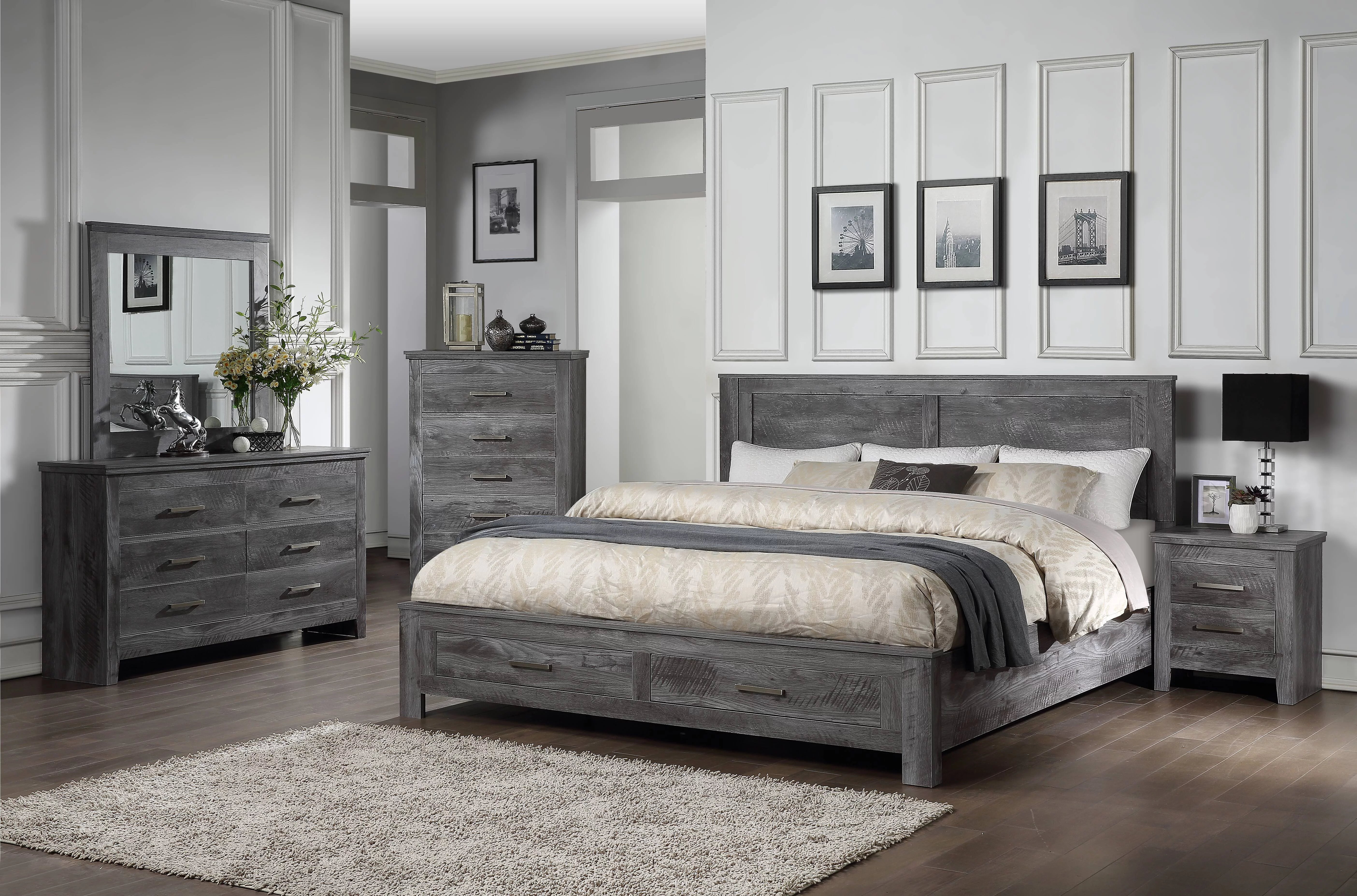 Vidalia Mirror in Rustic Gray Oak 37'' x 38'' Mirror, by Acme Furniture
