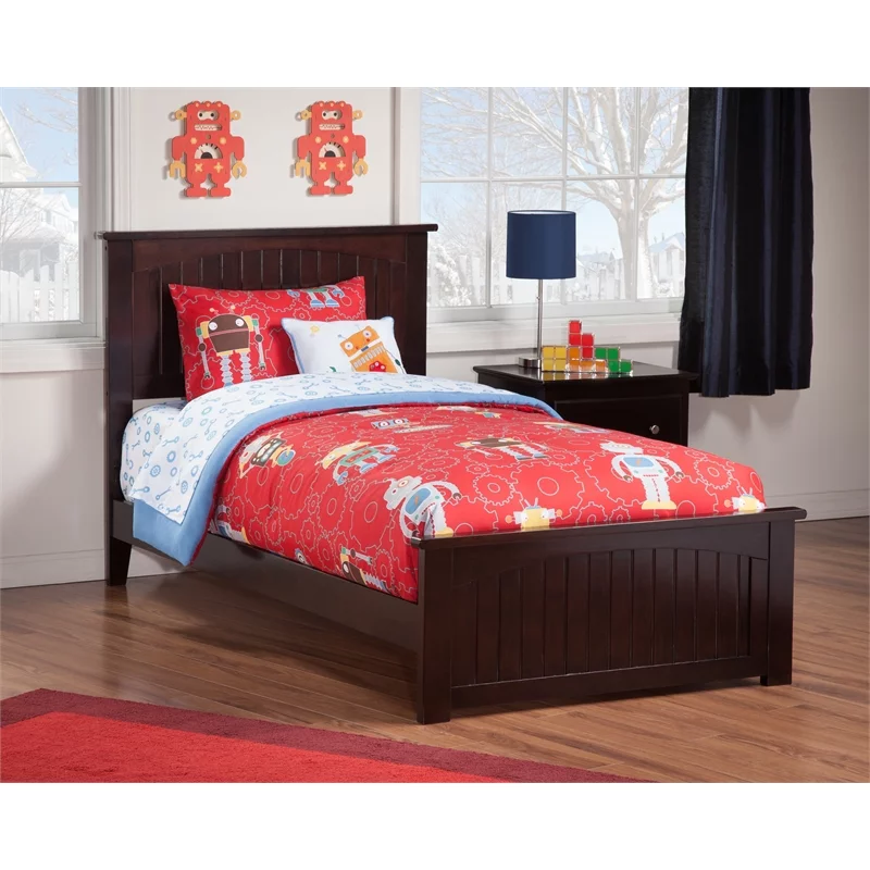 Leo & Lacey Cottage Design Farmhouse Solid Wood Twin Panel Bed in Espresso