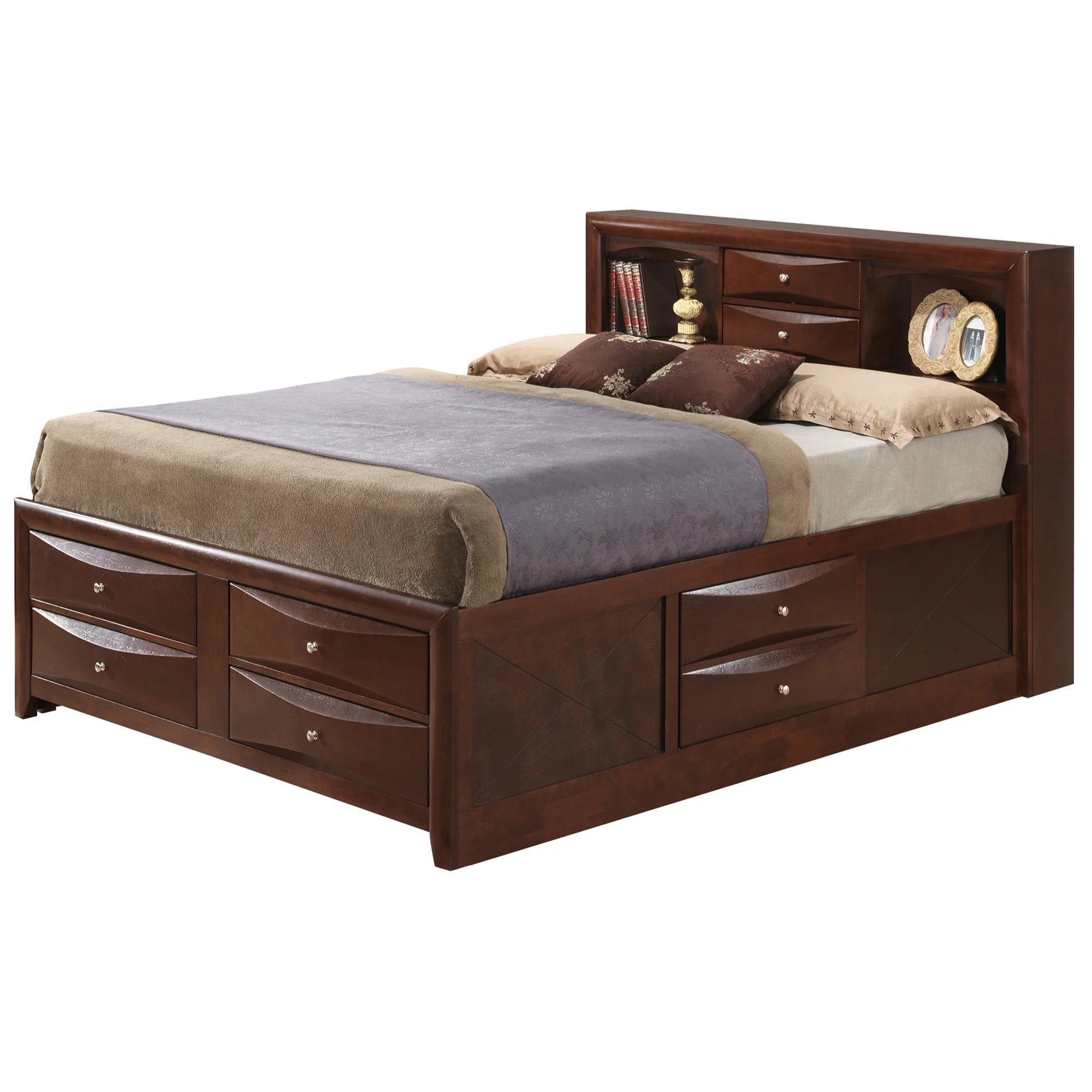 Passion Furniture Marilla Cherry Queen Panel Beds, PF-G1550G-QSB3