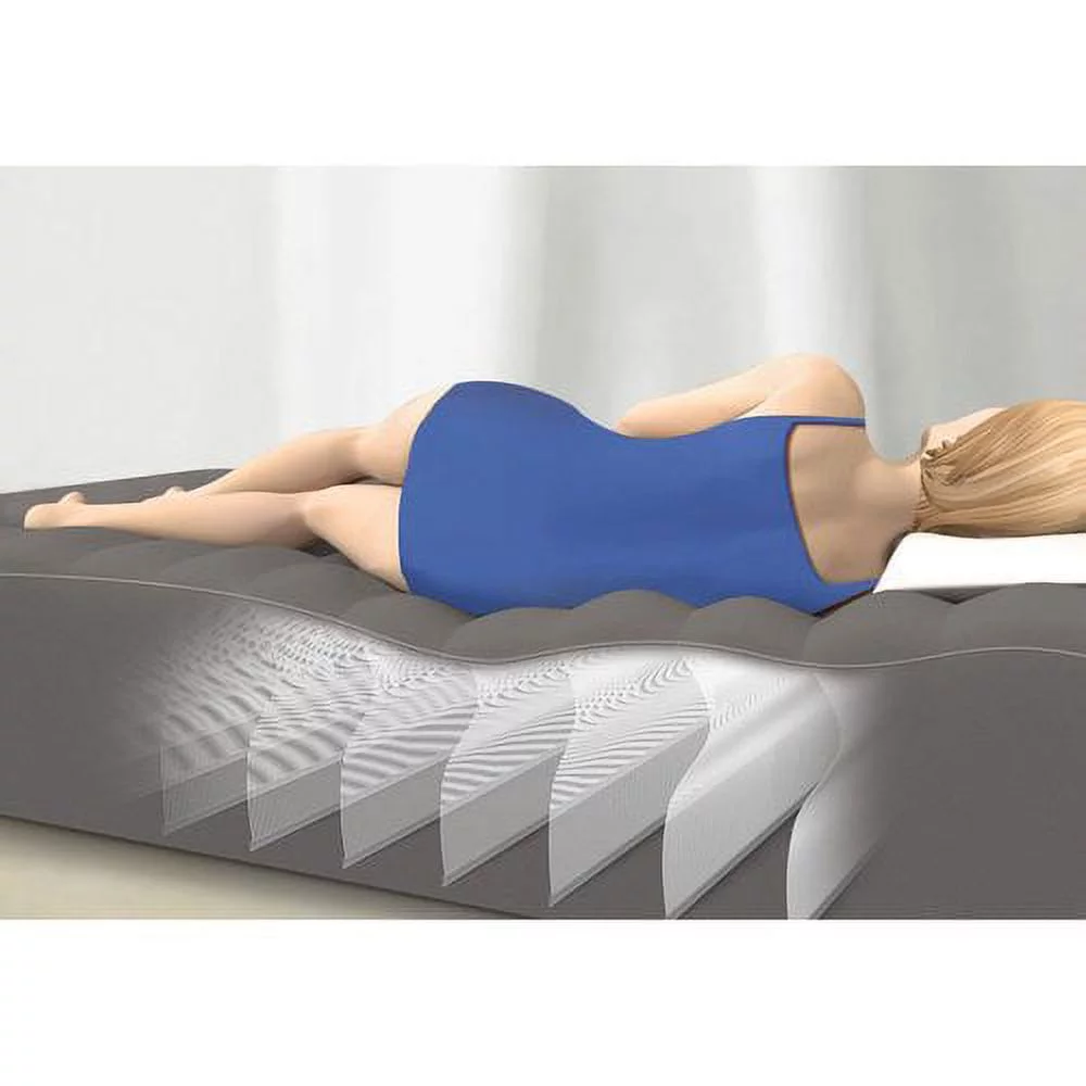 Intex PVC Dura-Beam Series Mid Rise Airbed with Built In Electric Pump, Twin