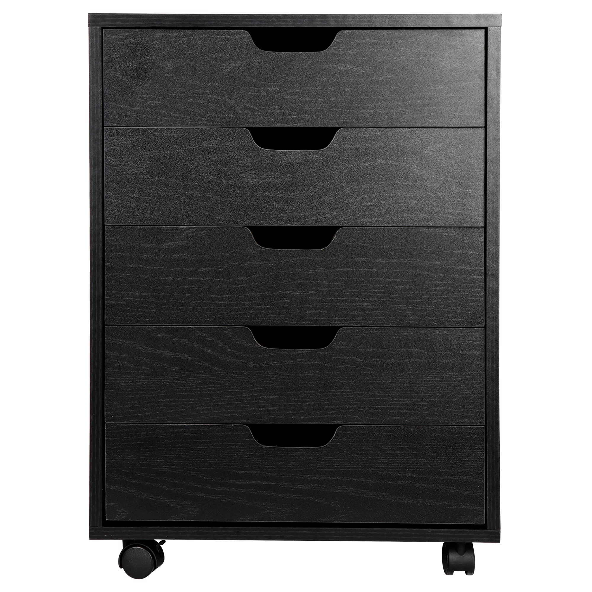 HomGarden 5-Drawer Chest Organizer, Modern MDF Storage Dresser Cabinet Lockable Casters , Black