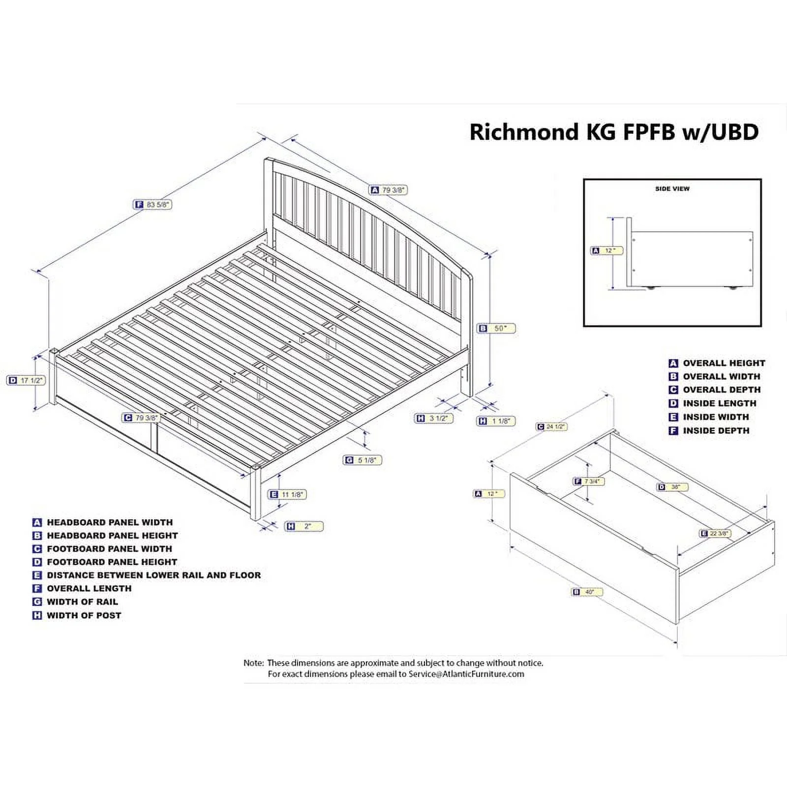 Pemberly Row Modern King Platform Bed of Wood with Storage in Gray