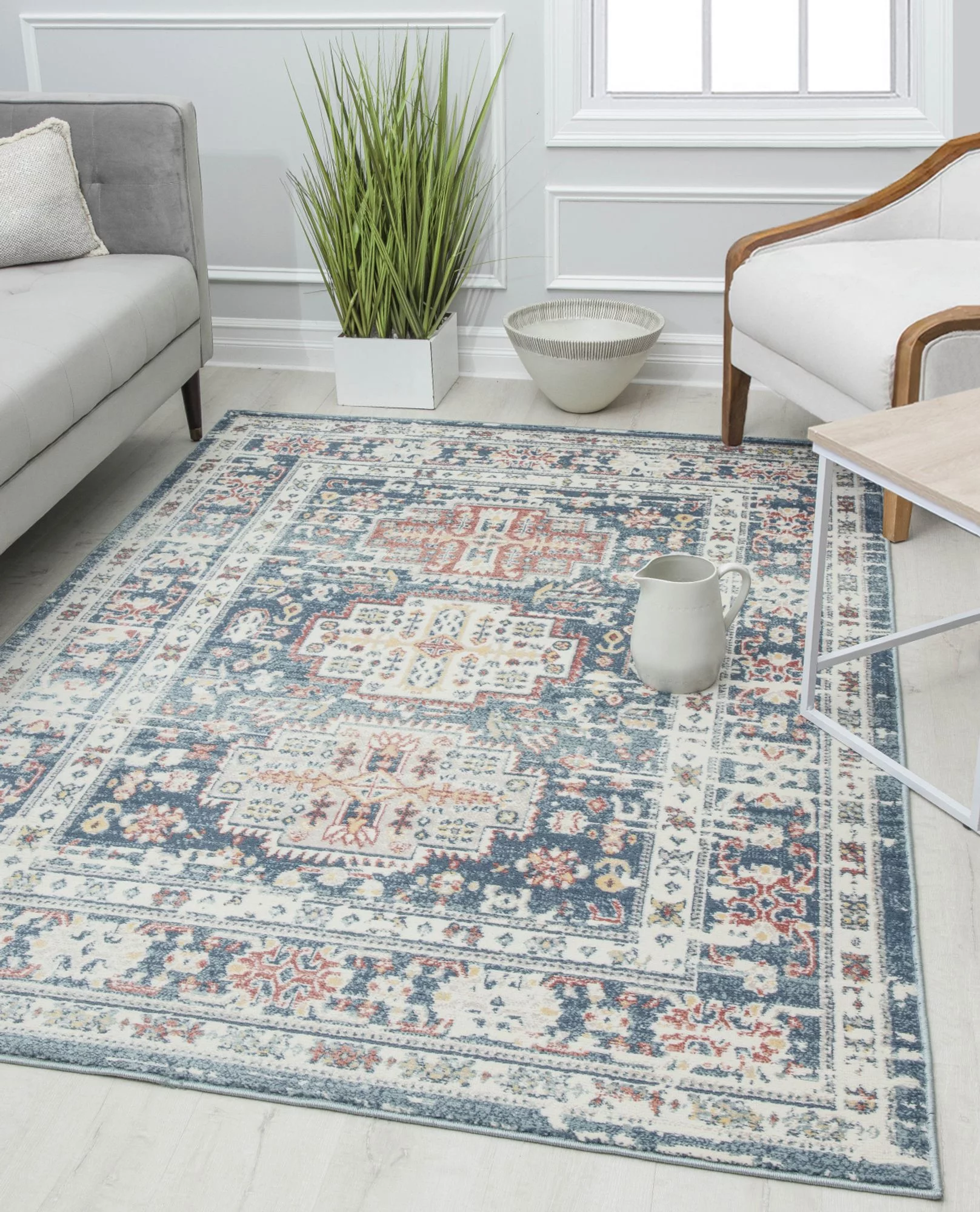 Rugs America Gallagher GL55C Prussian Sundara Vintage Transitional Area Rug, 8'x10'