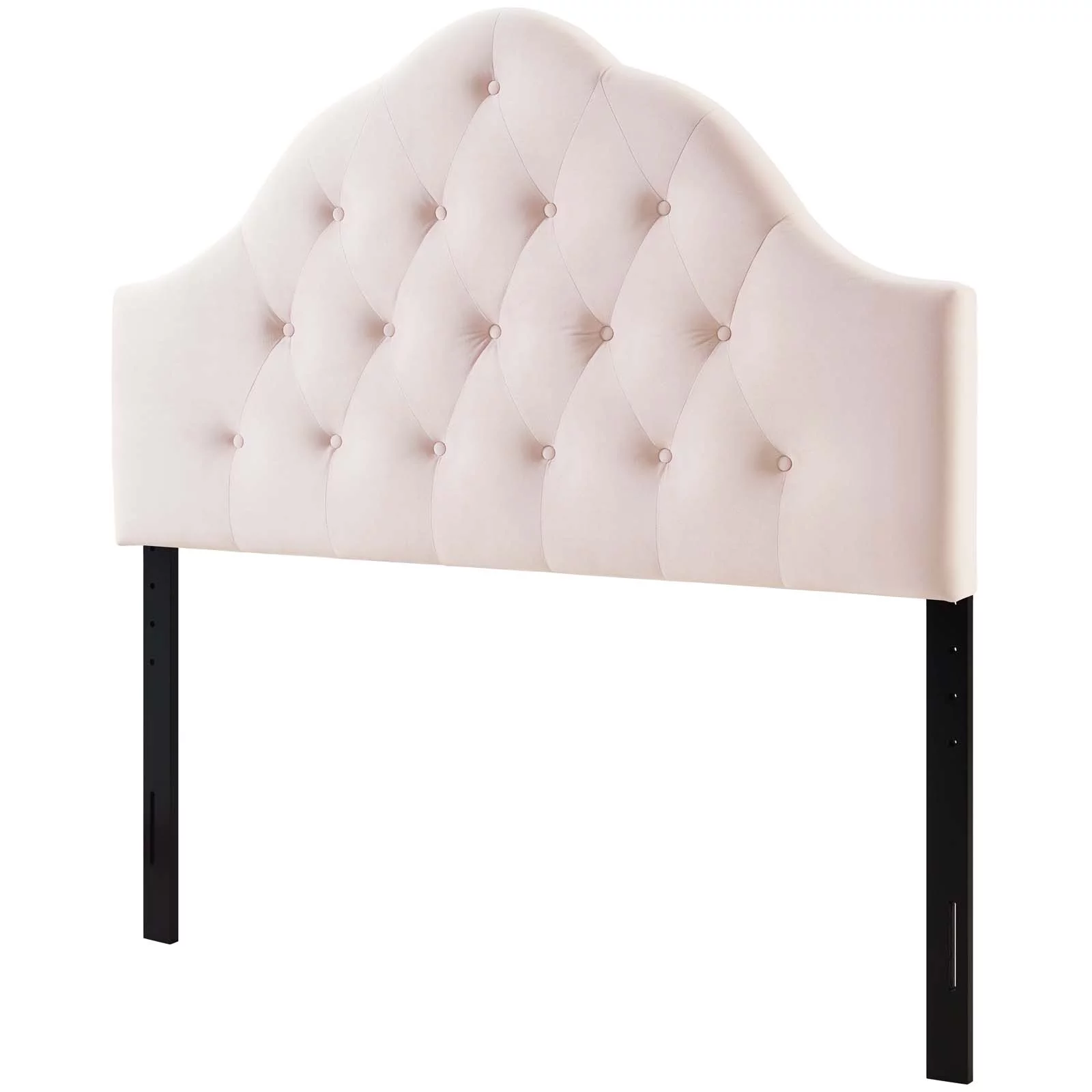 Contemporary Modern Urban Designer Bedroom Full Size Tufted Headboard, Velvet Fabric, Pink